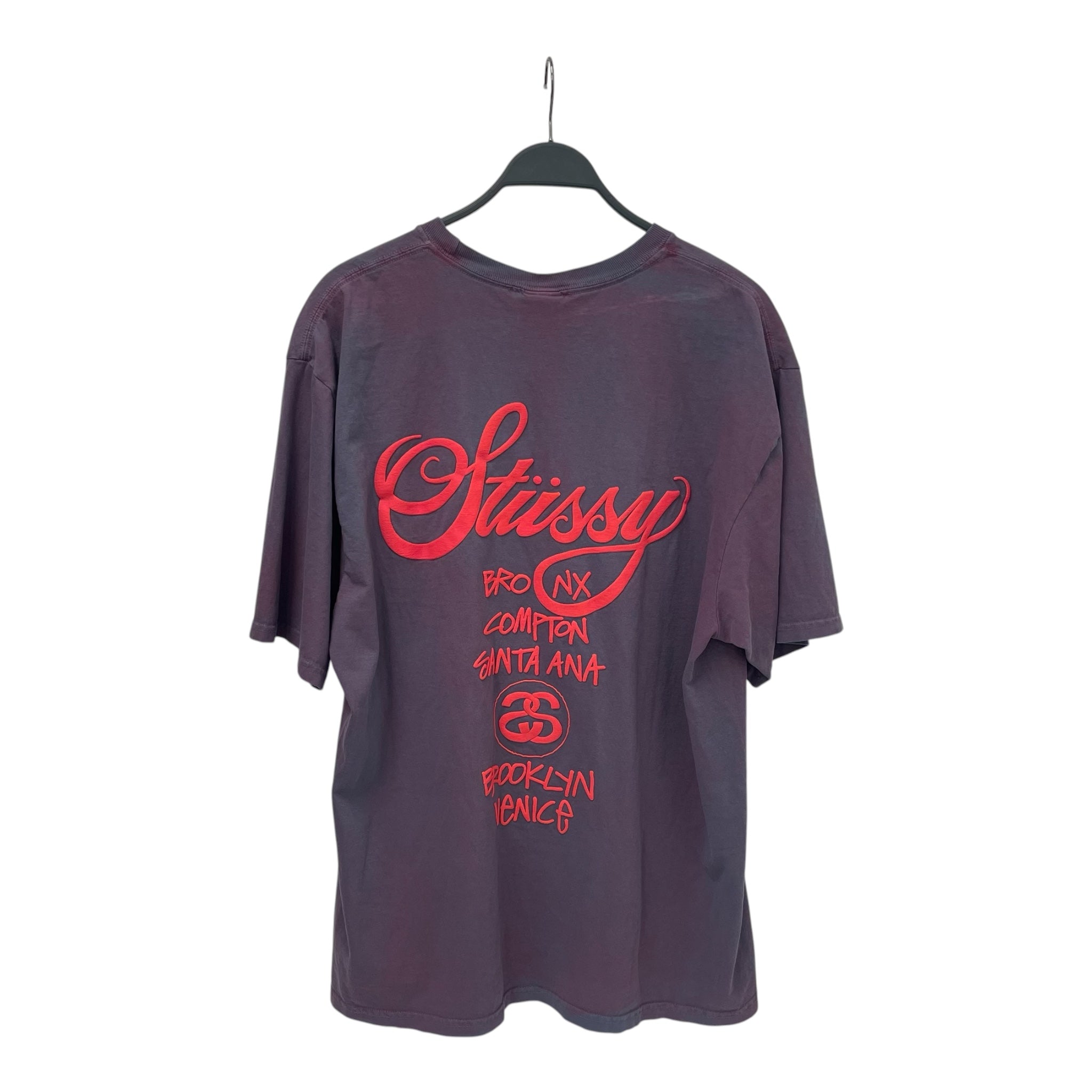 STUSSY/T-Shirt/XL/Cotton/PPL/Graphic/NY;LA;TOKYO RED FONT view 2