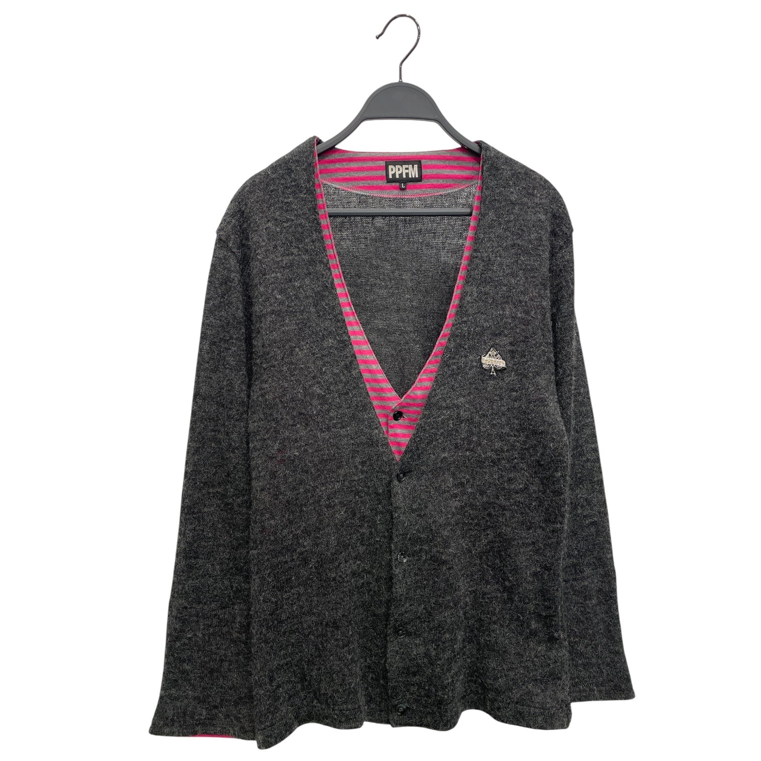 PPFM/Heavy Cardigan/L/Stripe/Wool/GRY/ view 1