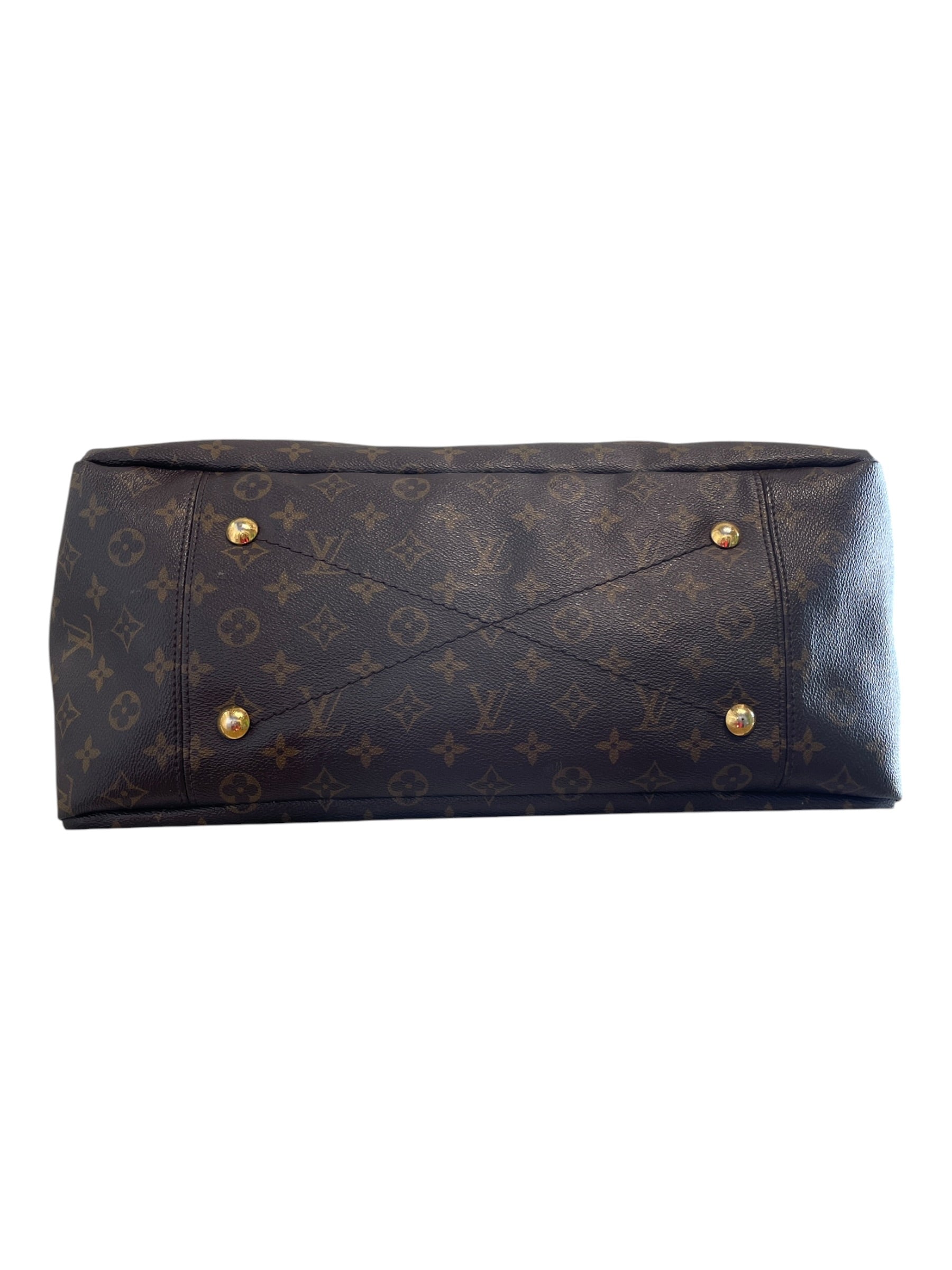LOUIS VUITTON/Hand Bag/Monogram/Leather/BRW/LEATHER STRAP W/ GOLD LOGO view 3