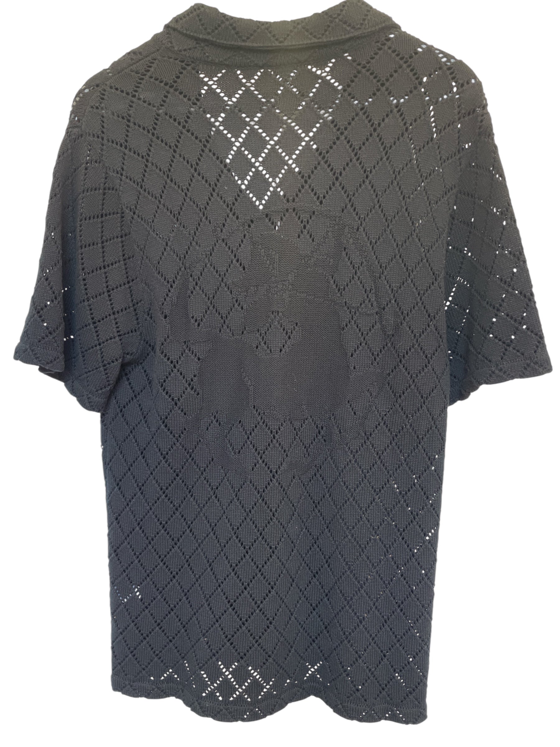 Sinclair Global /SS Shirt/M/Cotton/BLK/crochet polo nwt view 2