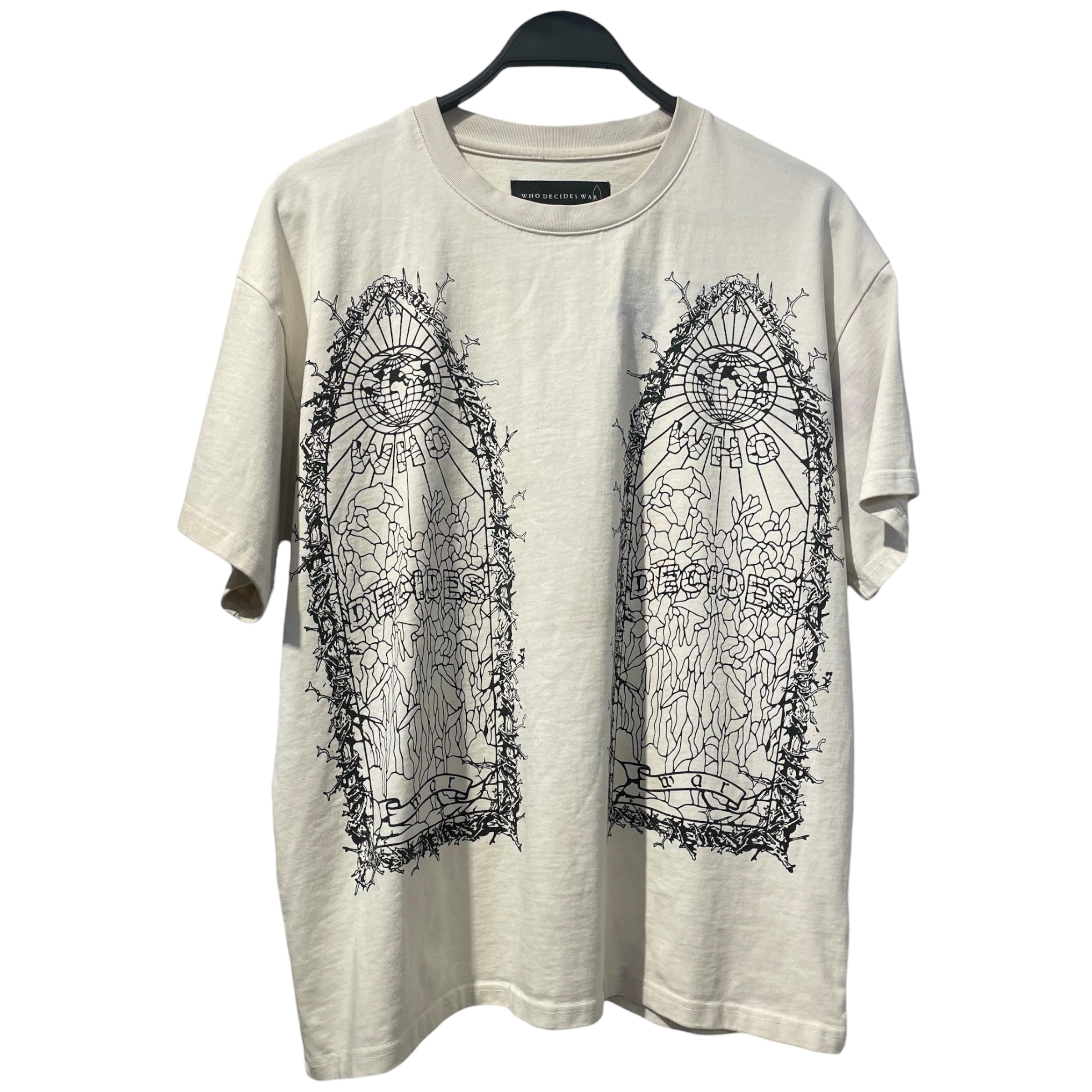 WHO DECIDES WAR/T-Shirt/M/Cotton/WHT/ view 1