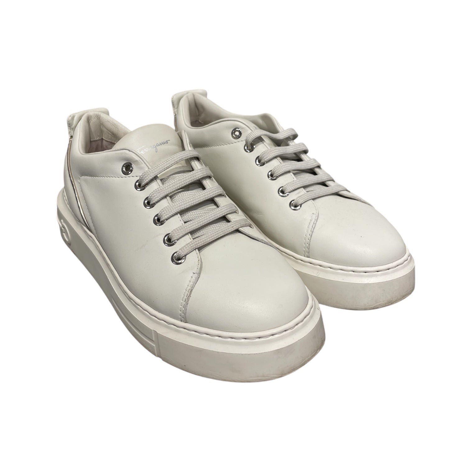 Salvatore Ferragamo/Low-Sneakers/US 8.5/Leather/WHT/clayton view 1