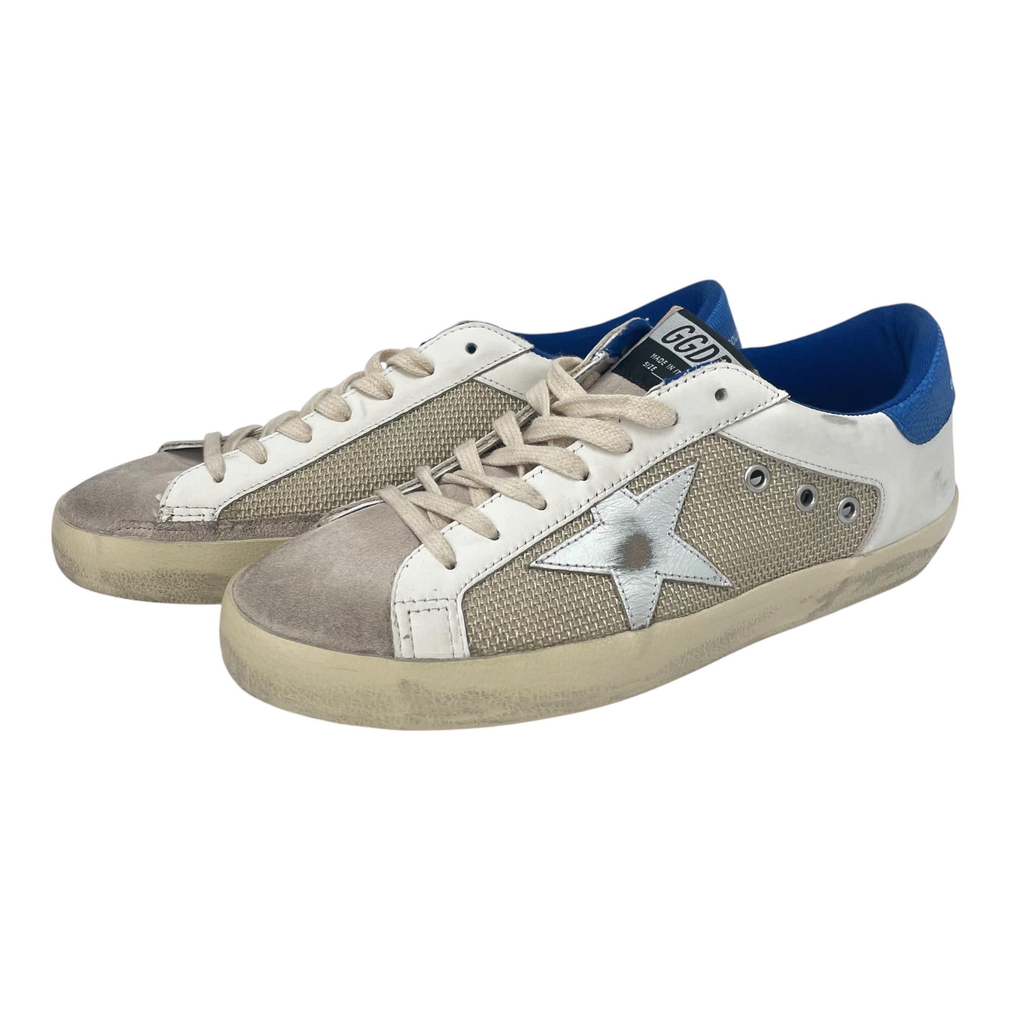 GOLDEN GOOSE/Hi-Sneakers/US 9/Cotton/WHT/\BLUE ANNKLE SILVER STAR view 2