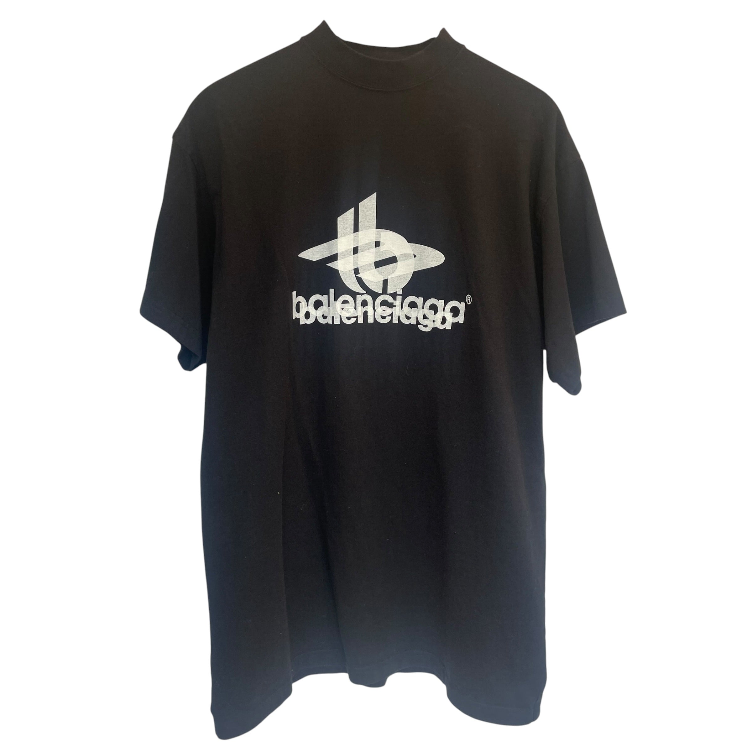 BALENCIAGA/T-Shirt/L/Cotton/BLK/DOUBLE WHITE LOGO 2023 view 2