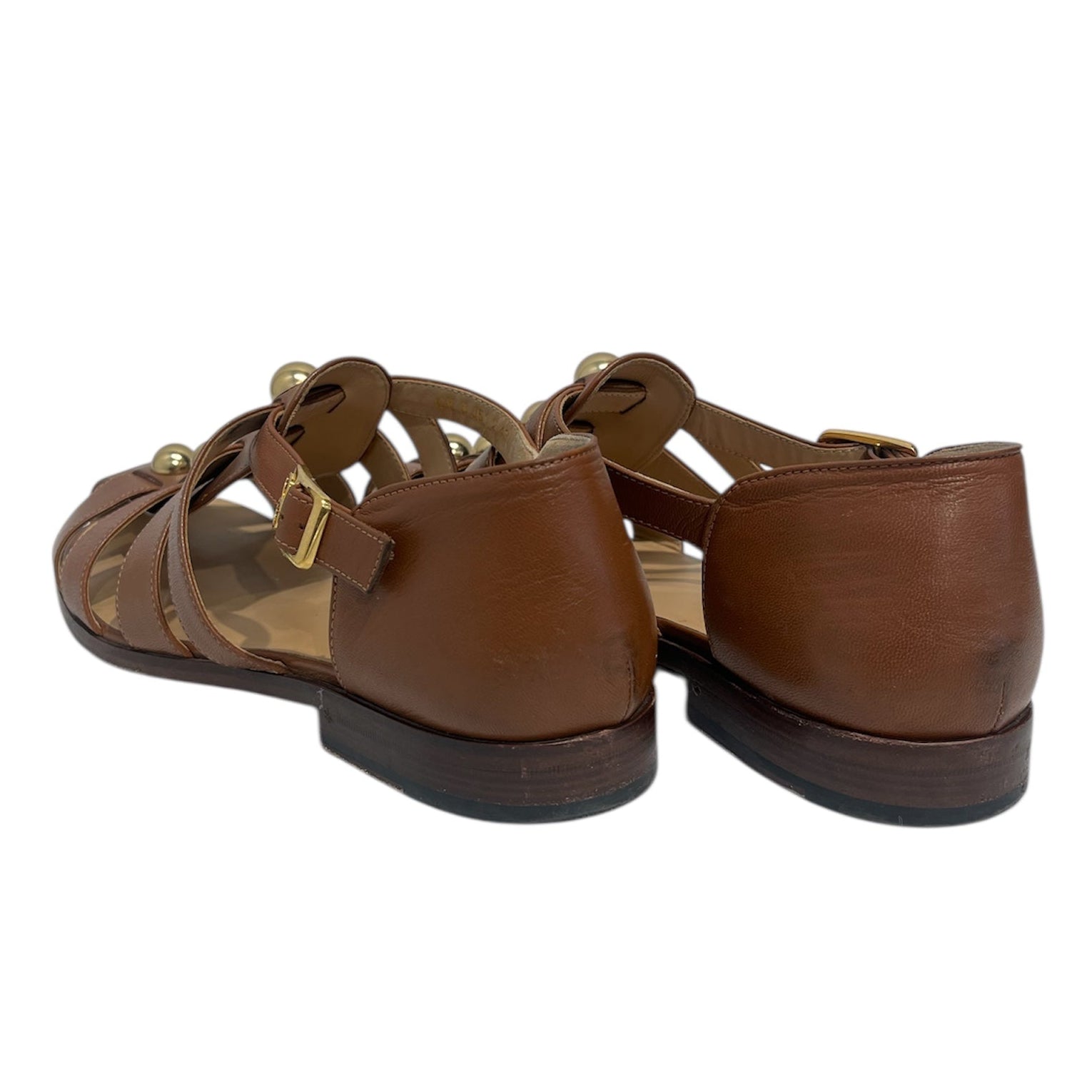 VALENTINO GARAVANI/Sandals/EU 43/Leather/BRW/studded fisherman sandals view 2