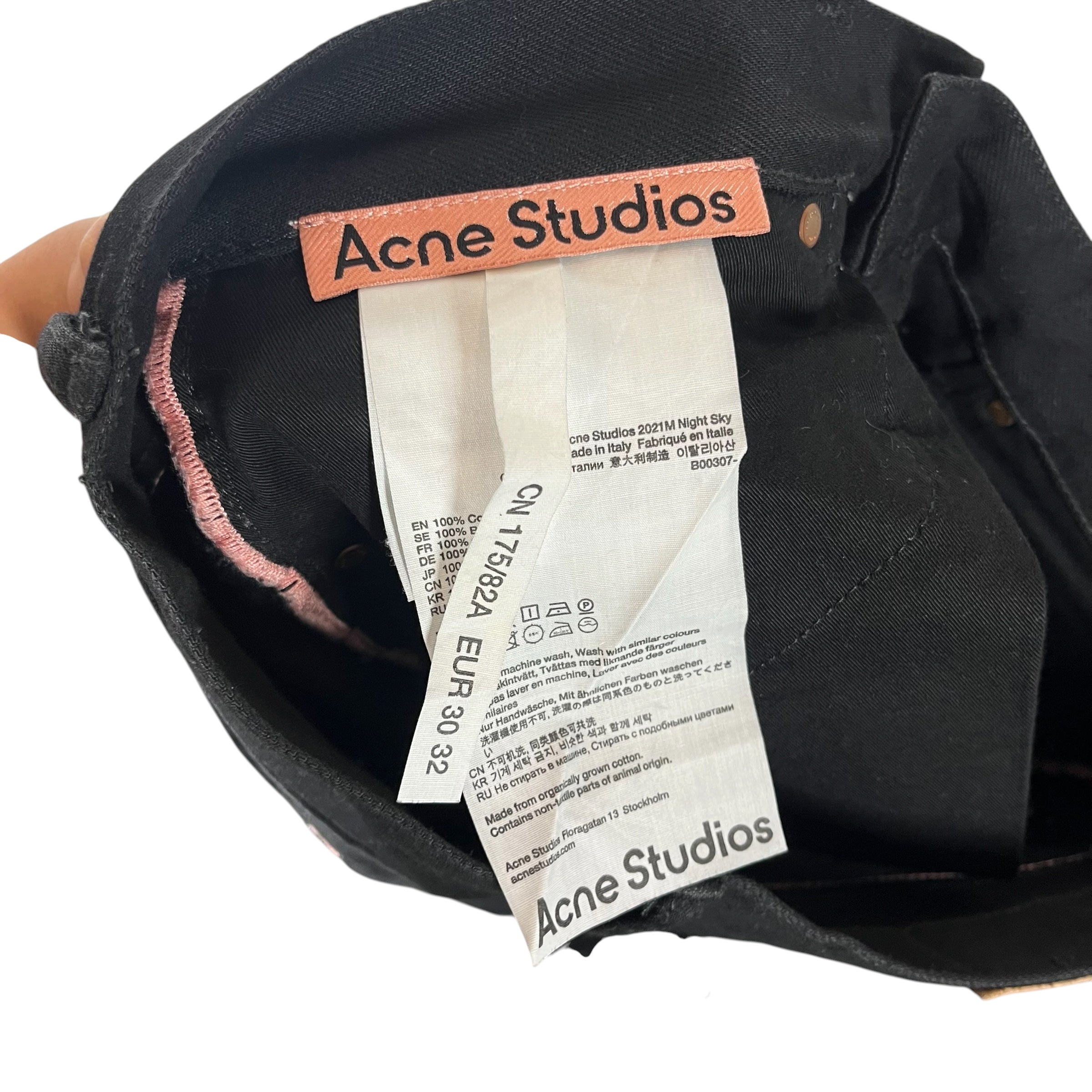 Acne Studios/Straight Pants/30/Denim/BLK/All Over Print/DISTRESSED NIGHT SKY view 3