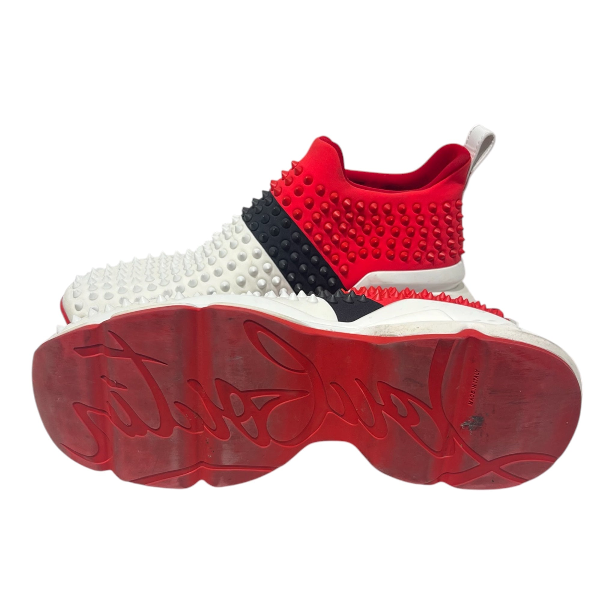 Christian Louboutin/Low-Sneakers/EU 44/MLT/B/W & RED SPIKEY SLIP ONS view 3