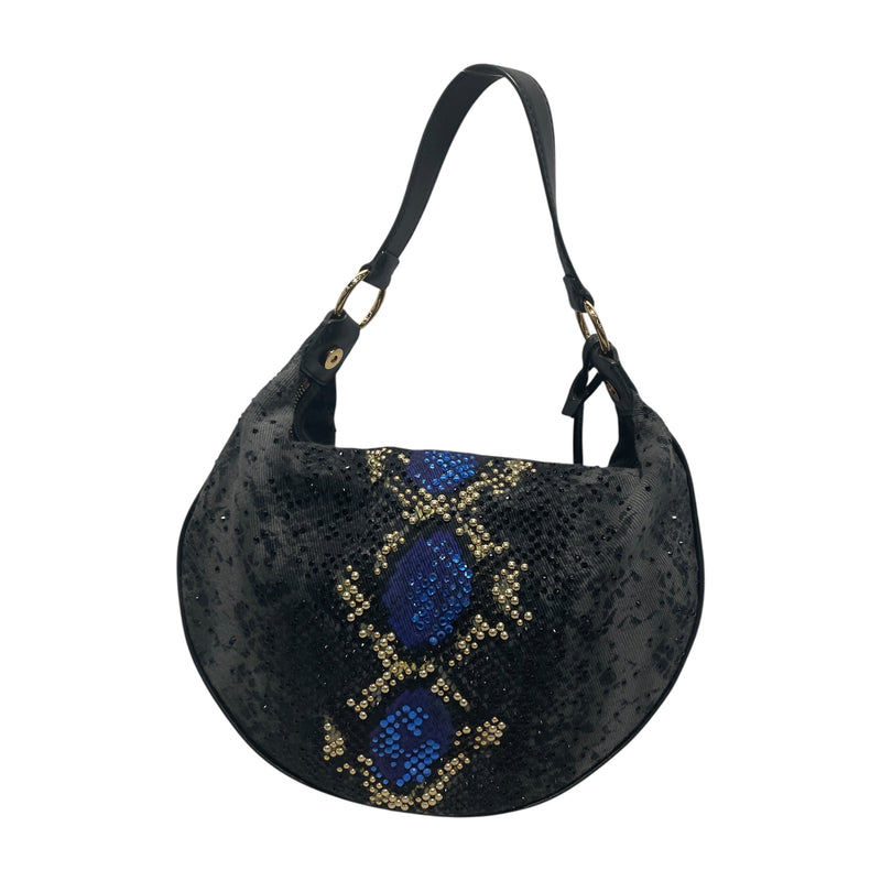 VERSACE/Hand Bag/All Over Print/Cotton/GRY/snake print hobo shoulder bag