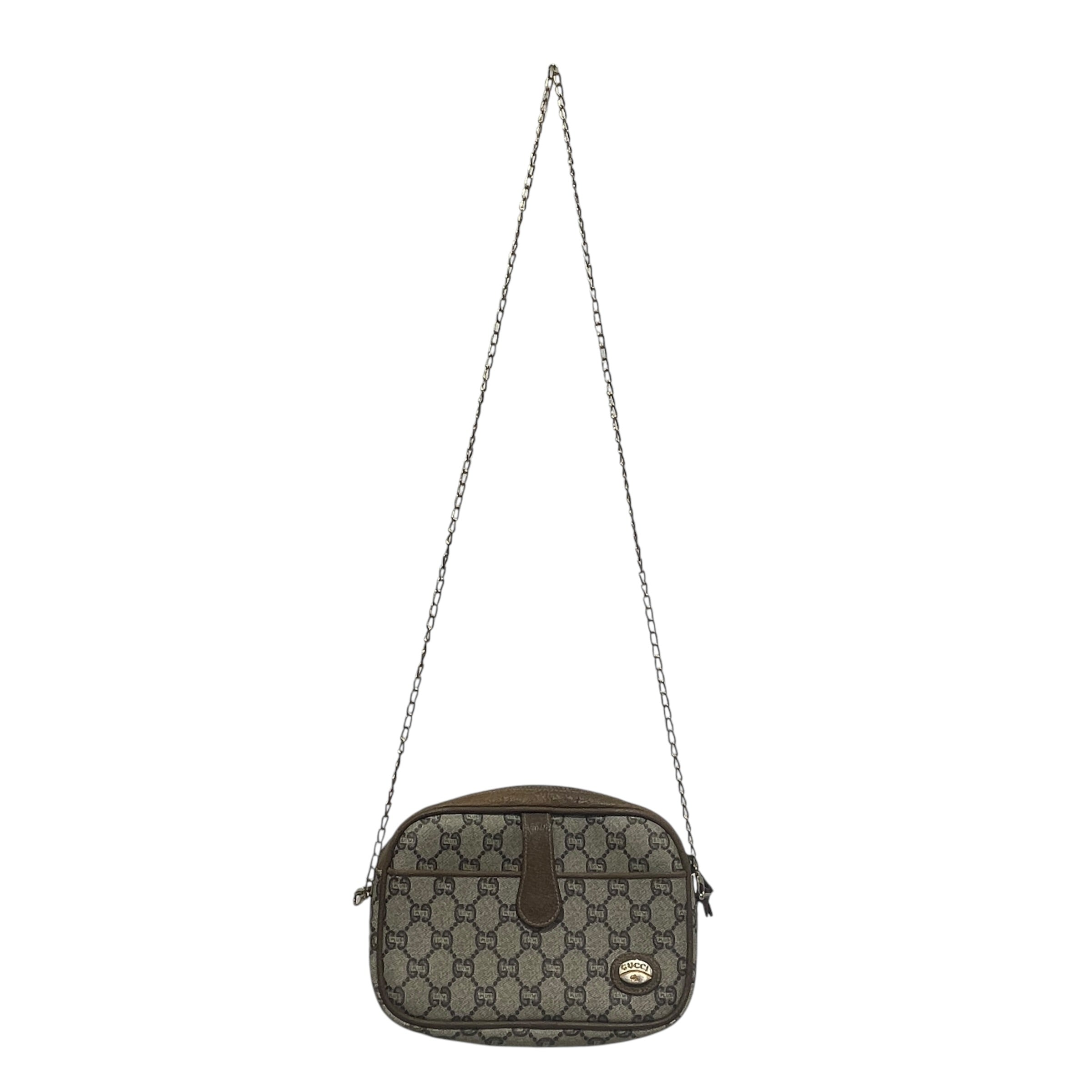 GUCCI/Cross Body Bag/Monogram/Leather/GRY/Plus Mini Shoulder view 1