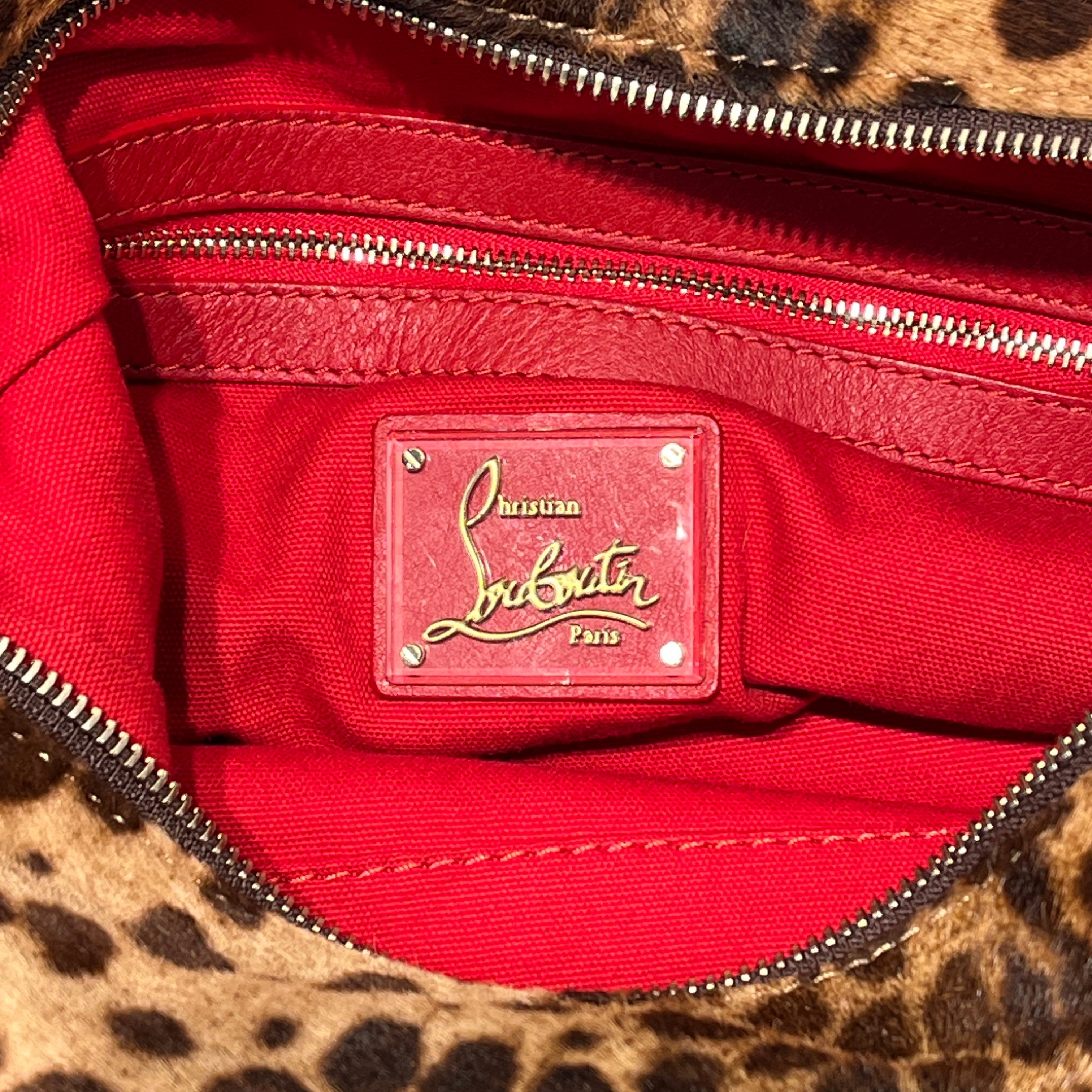Christian Louboutin/Tote Bag/Leopard/Fur/CML/leopard gold strap tote view 4