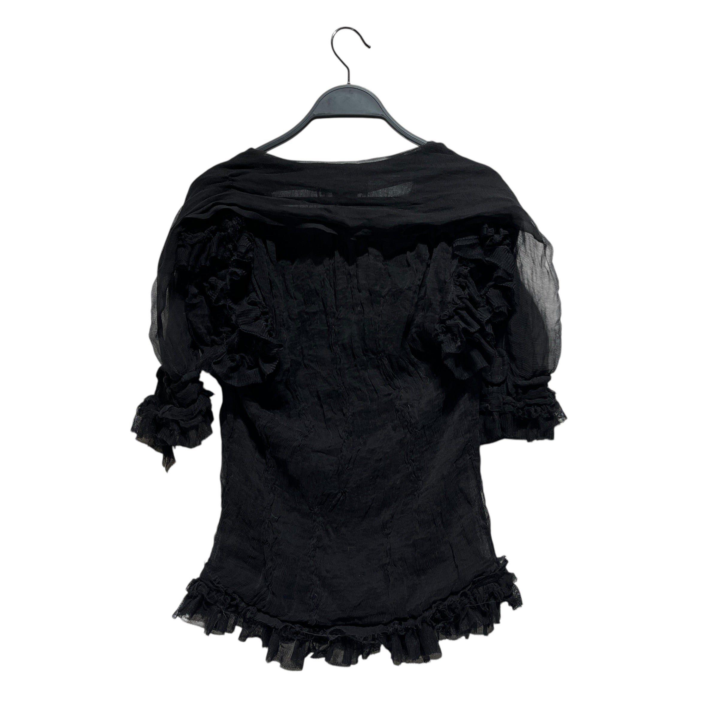 Jean Paul GAULTIER FEMME/SS Blouse/Polyester/BLK/RUFFLES COLLAR/ MESH view 2