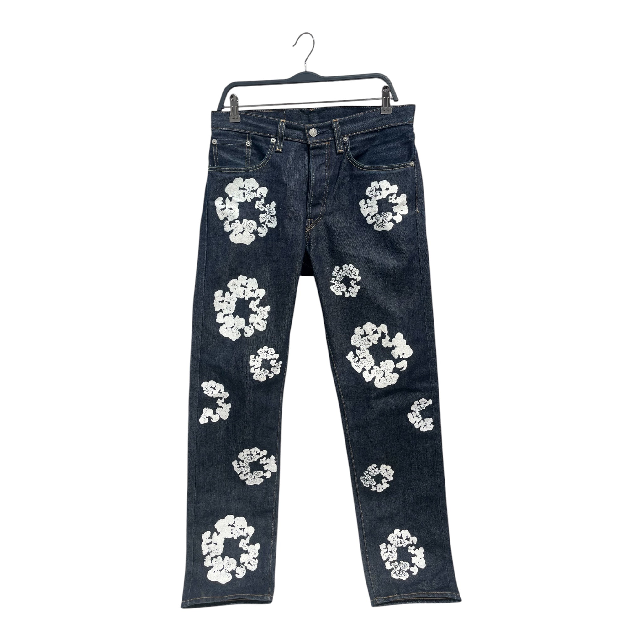 DENIM TEARS/Levi's/Straight Pants/30/Cotton/IDG/All Over Print/INDIGO WREATH STRAIGHT PANTS view 1