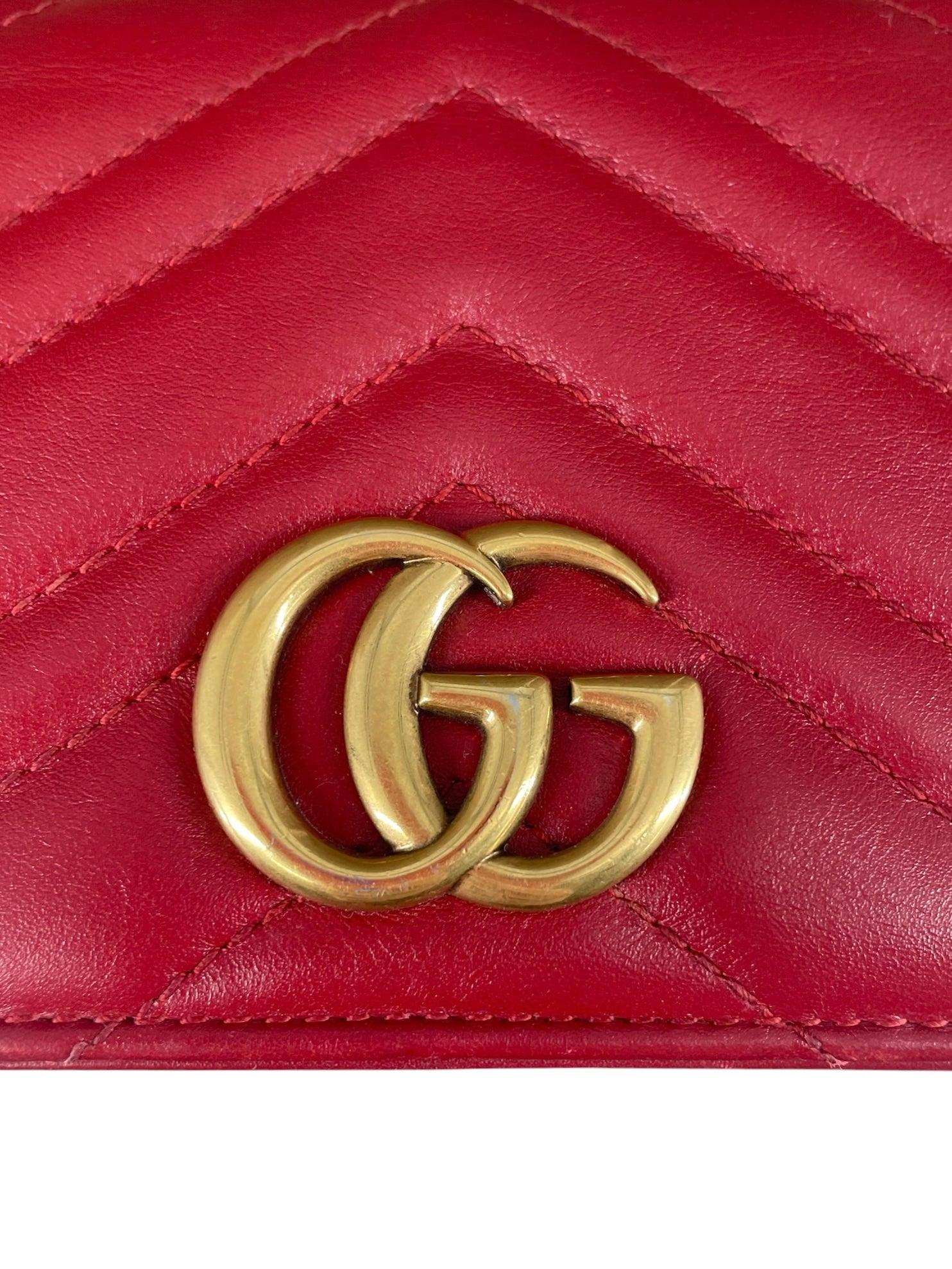 GUCCI/Cross Body Bag/Leather/RED/GG MARMONT WALLET ON CHAIN view 5