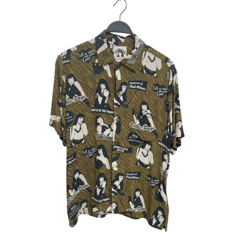 HYSTERIC GLAMOUR/Hawaiian Shirt/M/Cotton/GRN/All Over Print/Betty Paige