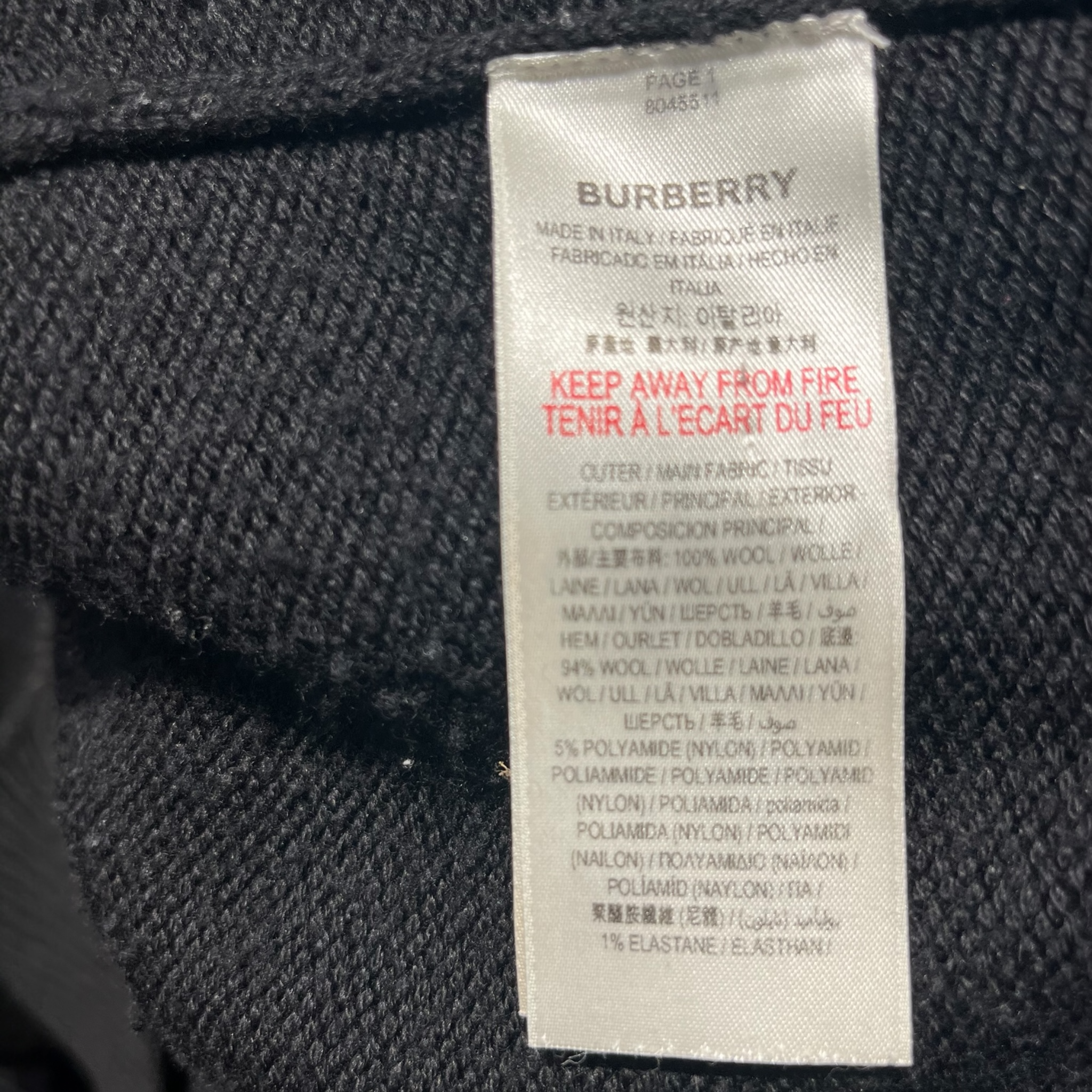 BURBERRY/Tops/XL/BLK/BURBERRY LABEL KNIT view 4