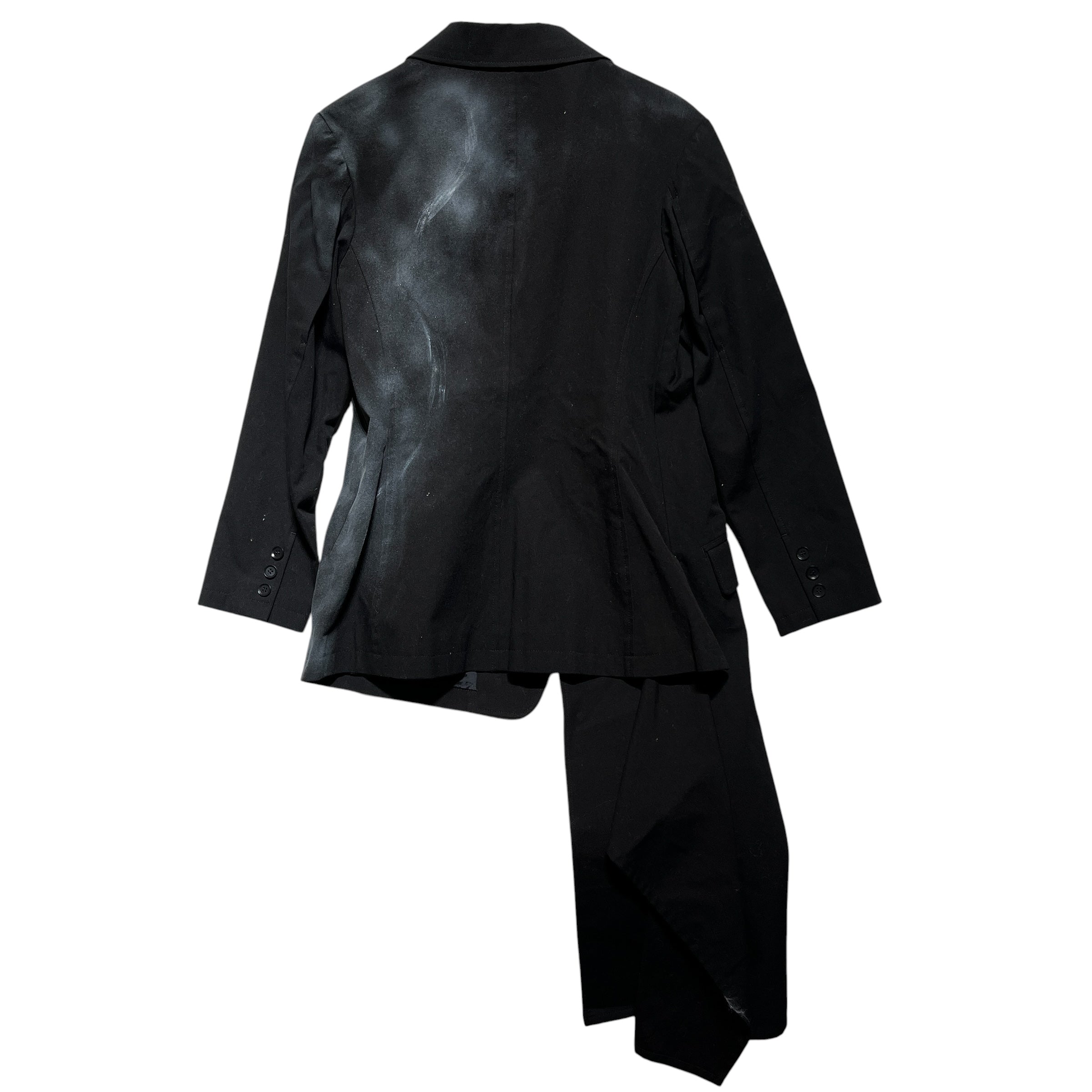 YOHJI YAMAMOTO/Jacket/2/Cotton/BLK/Spray Painted Blazer Asymm view 2