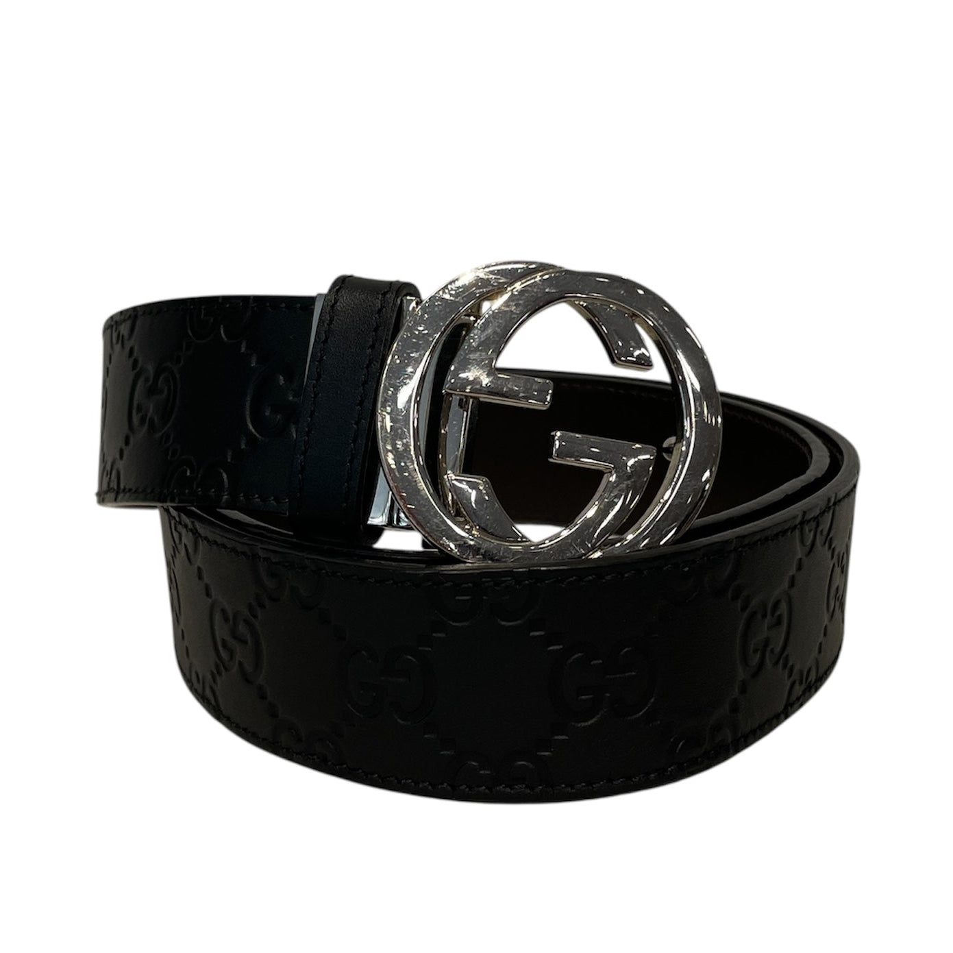 GUCCI/Belt/Leather/BLK/Interlocking G Logo Leather view 1