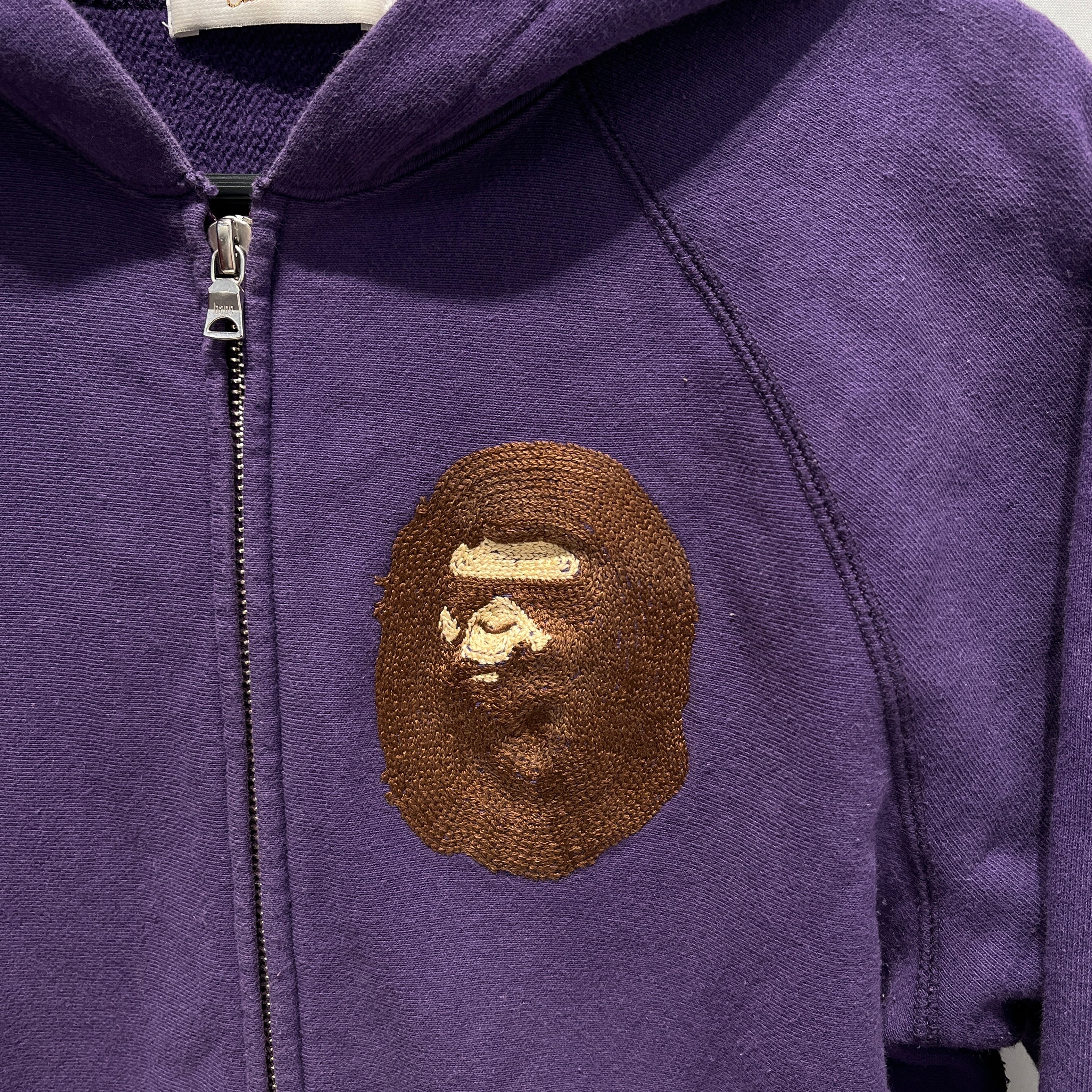 A BATHING APE/Zip Up Hoodie/S/Cotton/PPL/CLASSICS EMBROIDERED APE view 9