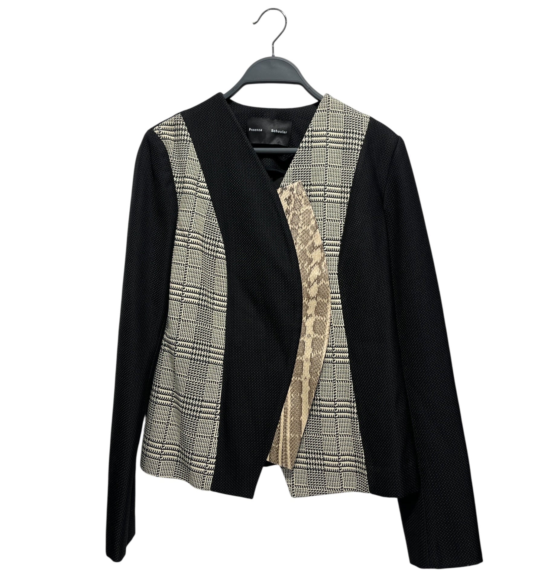 PROENZA SCHOULER/3|4S Blouse/2/Houndstooth Check/Polyester/BLK/PYTHON LEATHER MIDDLE view 1
