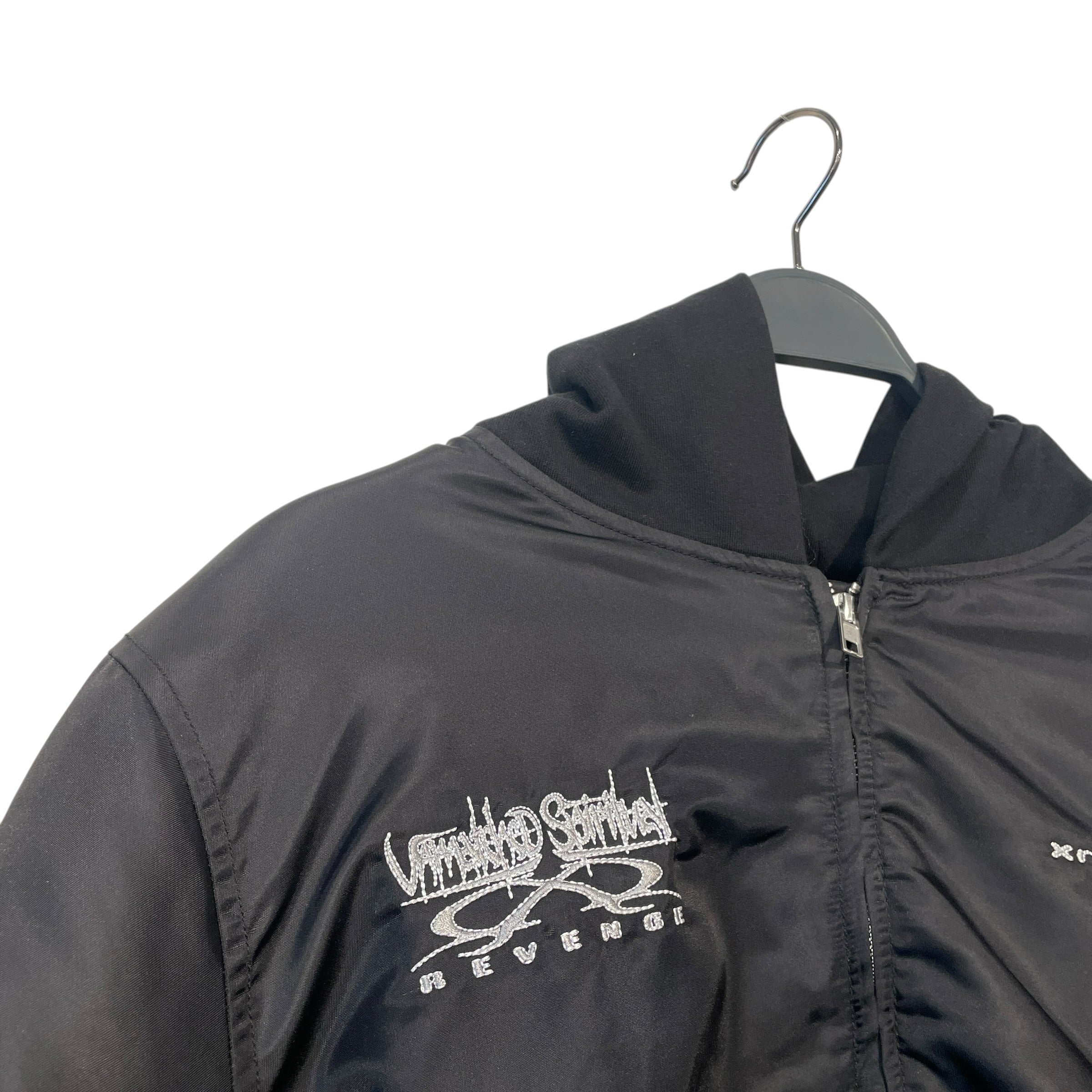 Revenge/Flight Jkt/S/Nylon/BLK/HOODED BOMBER JACKET view 3