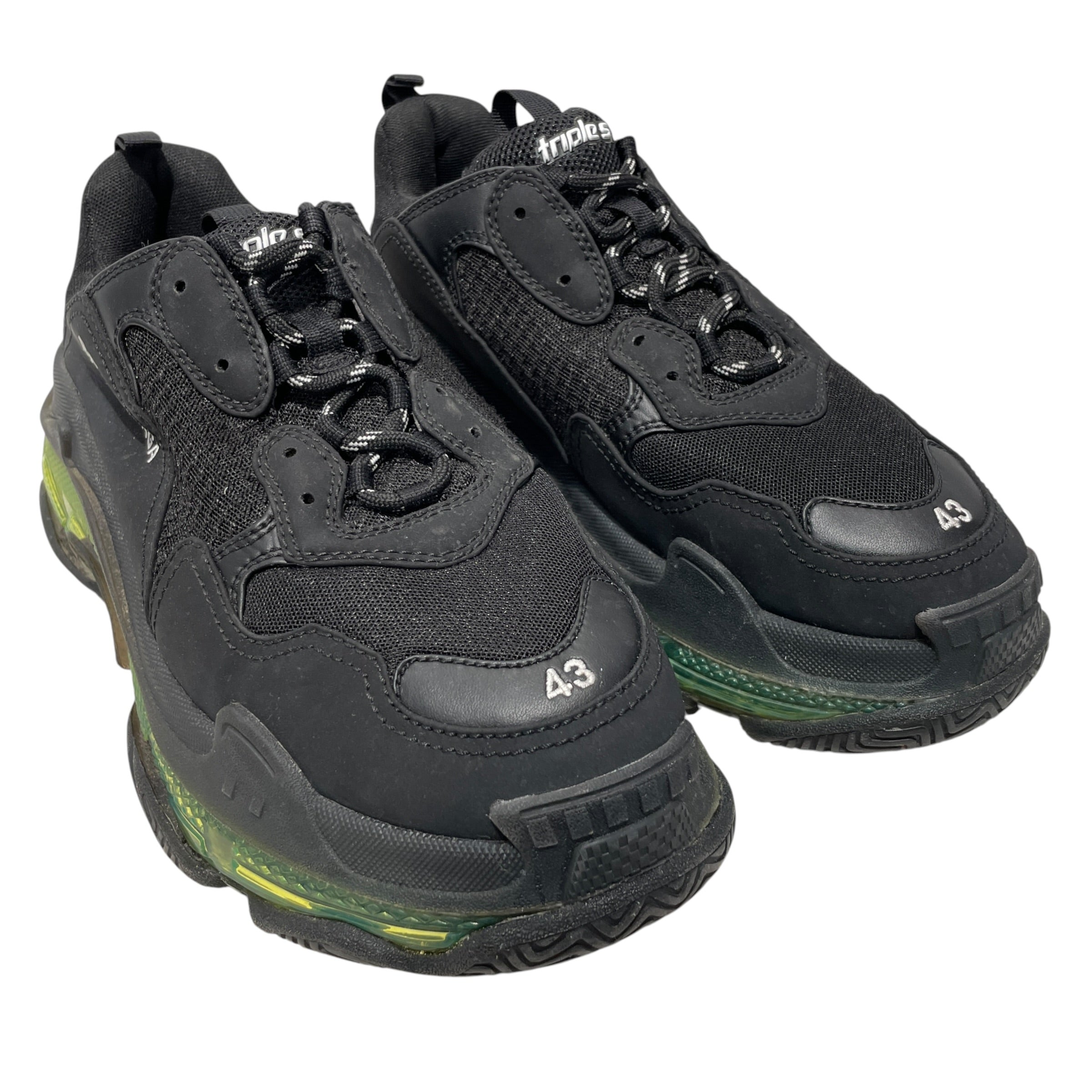 BALENCIAGA/Low-Sneakers/US 10/Cotton/BLK/TRIPLE S BLACK YELLOW FLUO view 1
