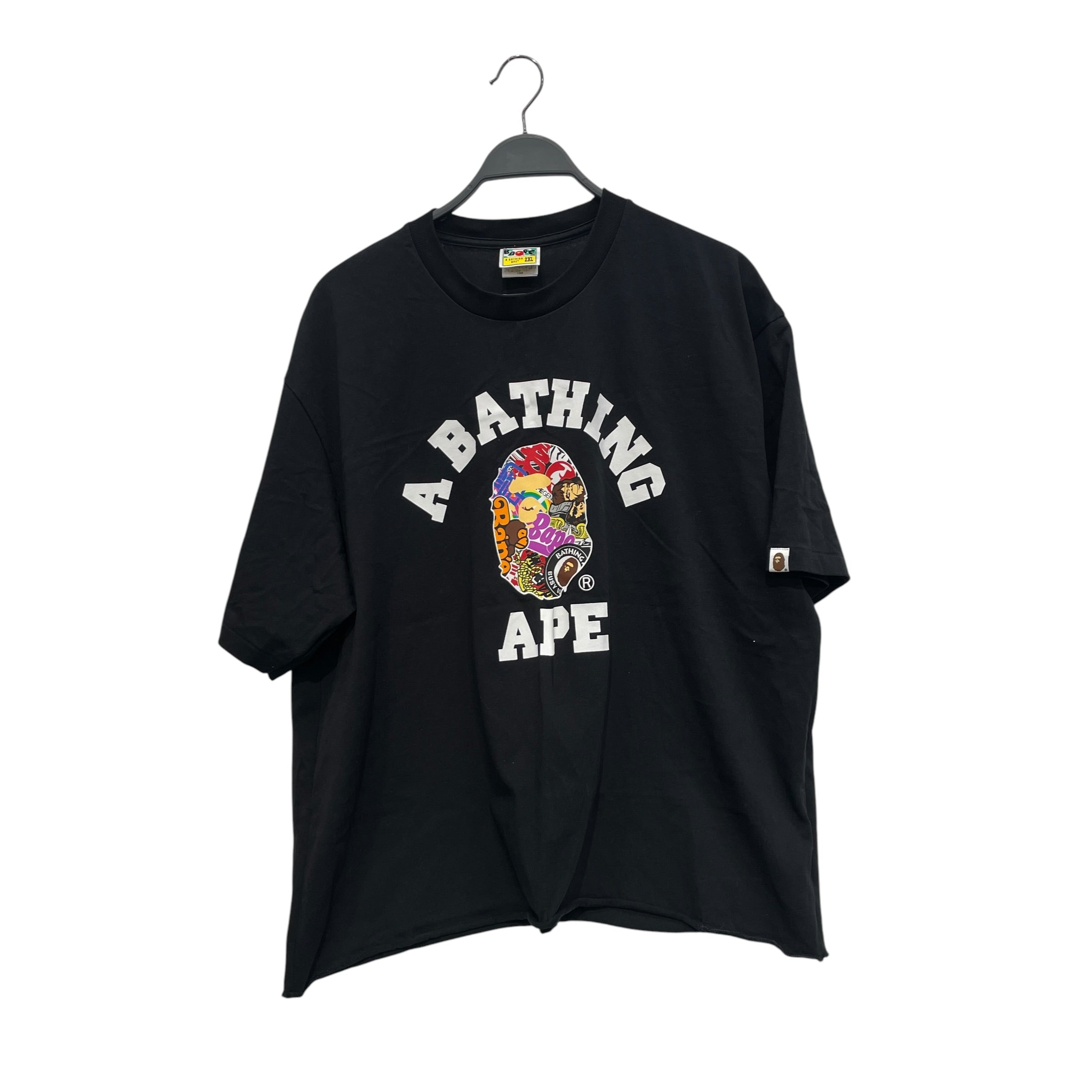 A BATHING APE/T-Shirt/2X/Cotton/BLK/college monkey graphic logos view 1