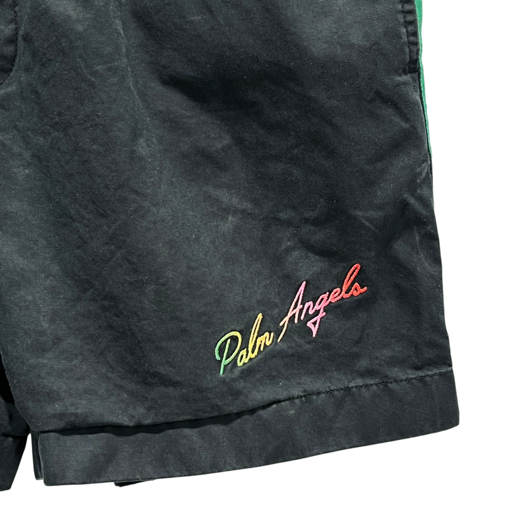 Palm Angels/Shorts/S/Cotton/BLK/Stripe/GREEN STRIPE view 3