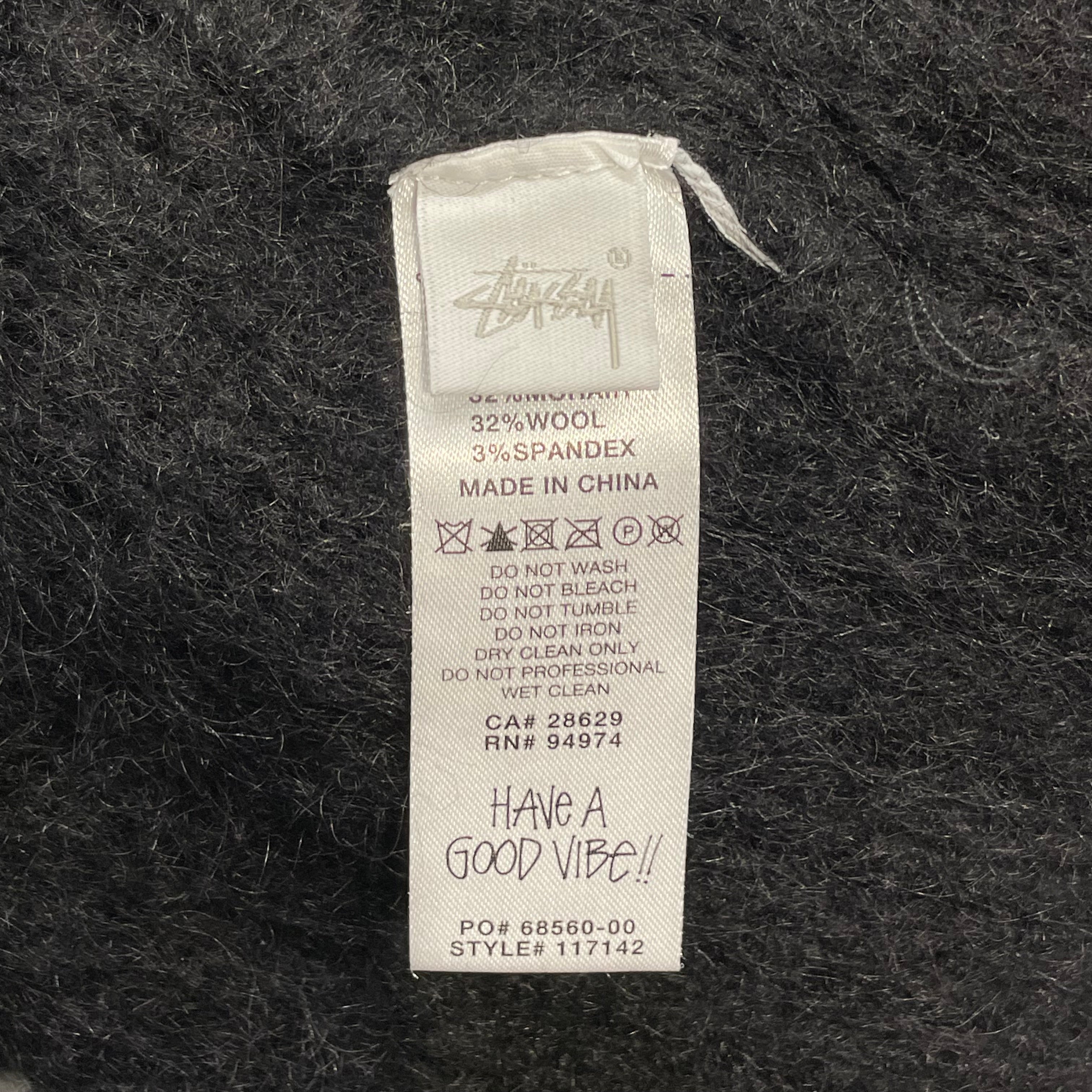 STUSSY/Sweater/XL/Wool/BLK/mohair tennis sweater view 4