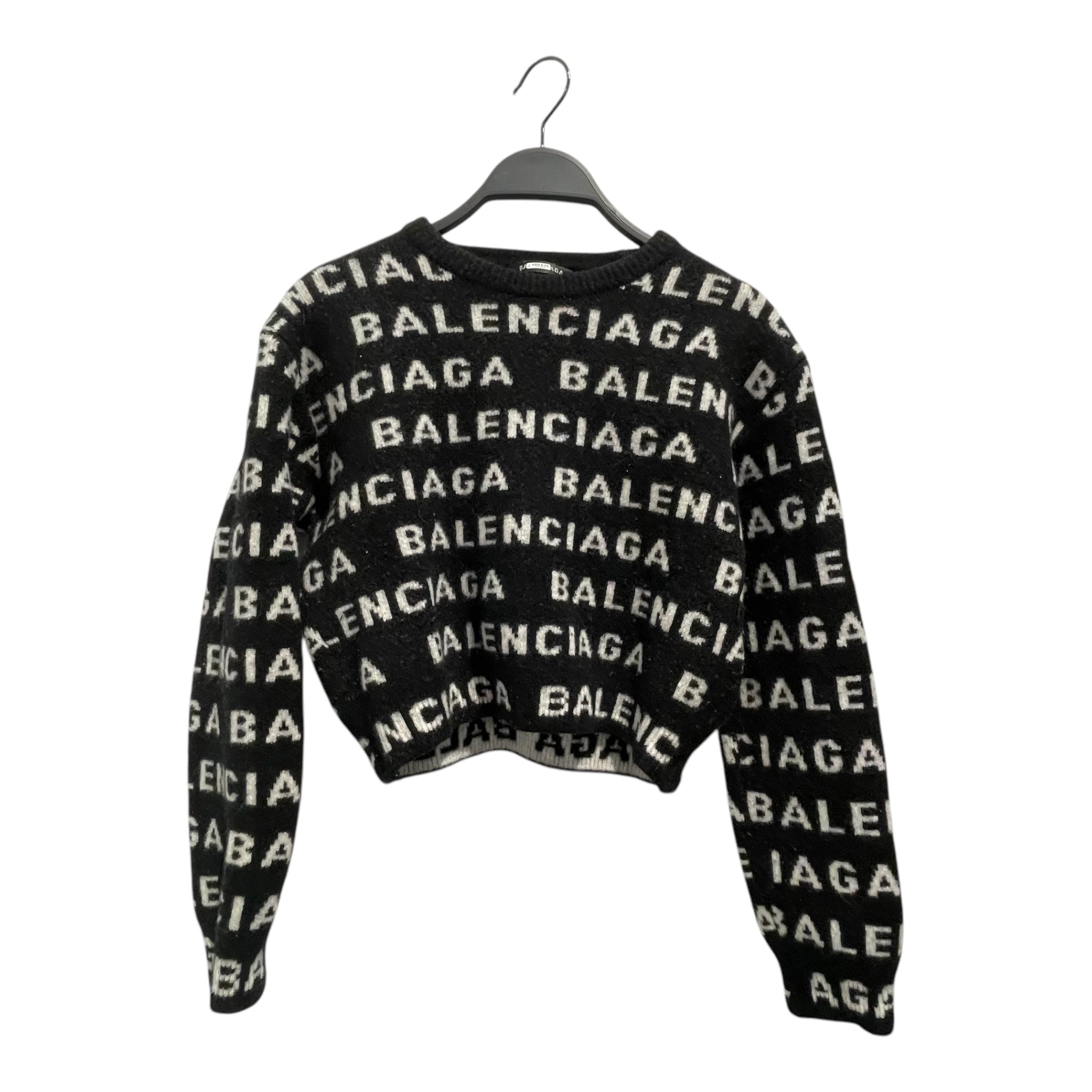 BALENCIAGA/Heavy Sweater/M/All Over Print/Wool/BLK/ view 1