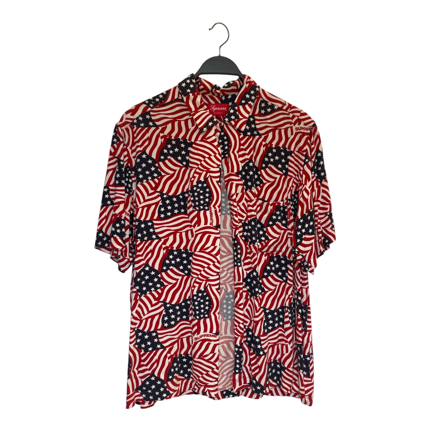 Supreme/SS Shirt/L/Cotton/RED/All Over Print/AMERICAN FLAG view 1
