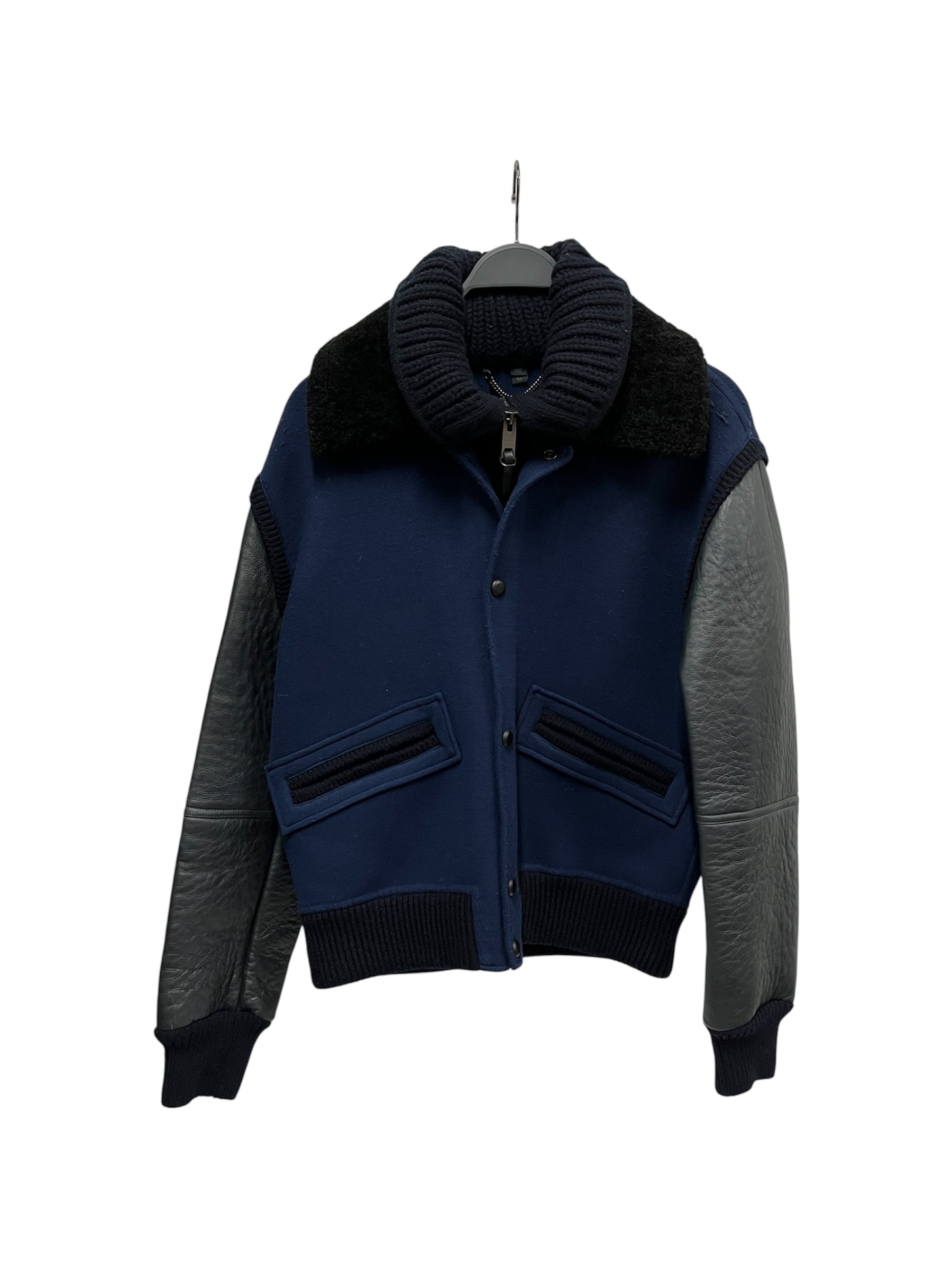 BURBERRY PRORSUM COLLECTION/Jacket/Leather/BLU/VARSETY JACKET LEATHER SLEEVE view 1