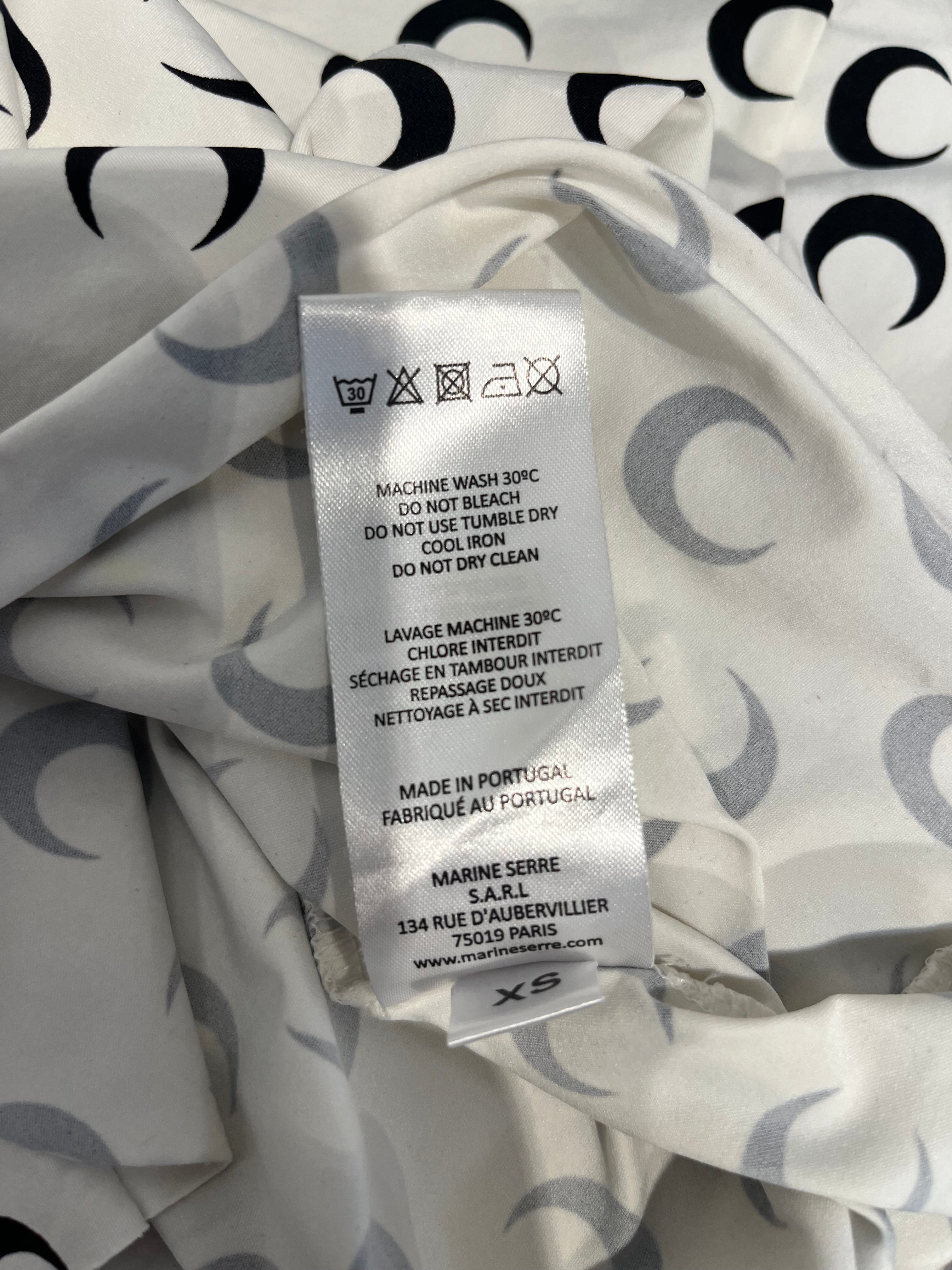 MARINE SERRE/LS T-Shirt/XS/Monogram/Polyester/WHT/half moon all over white line view 5