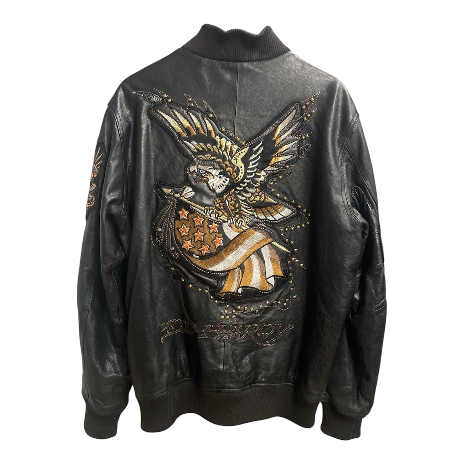 Ed Hardy/AVIREX/Leather Jkt/M/Leather/BLK/EAGLE ON BACK STUDDED view 2