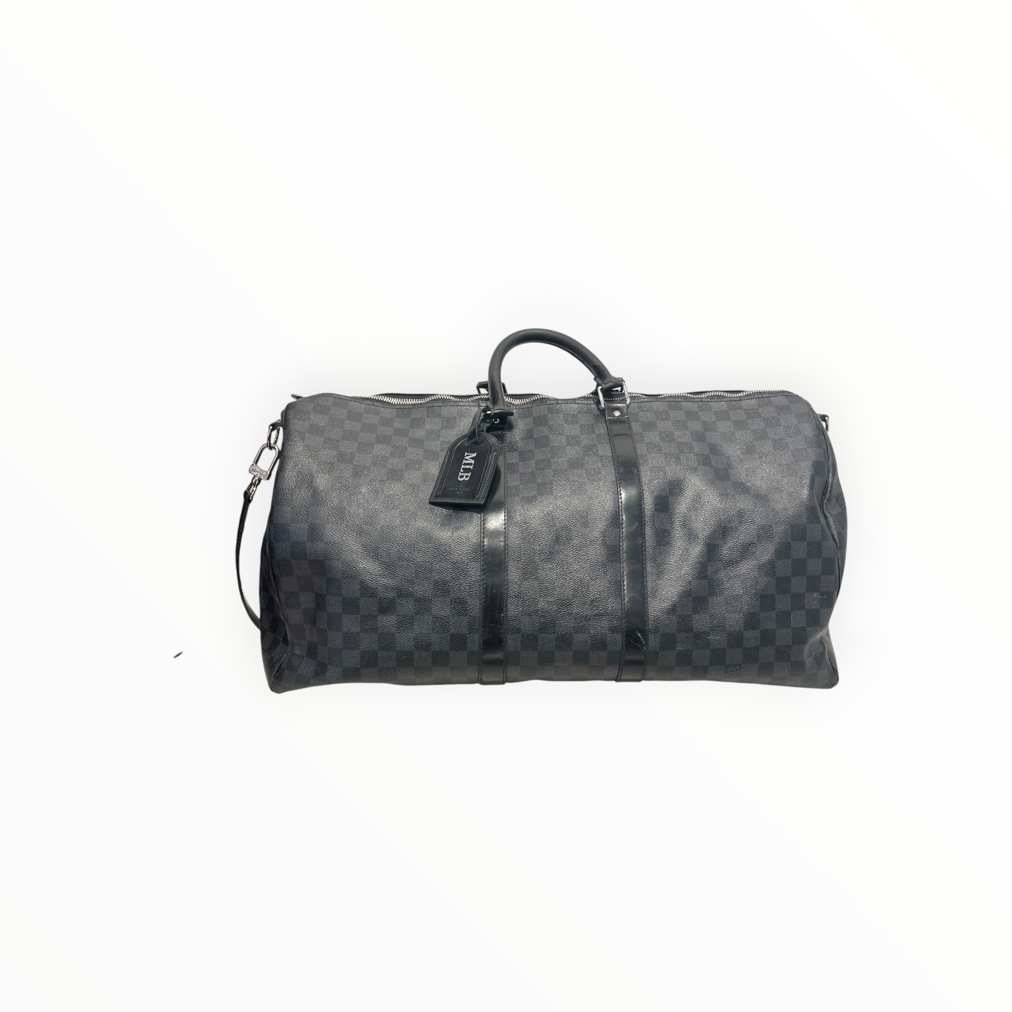 LOUIS VUITTON/Boston Bag/Leather/BLK/Black Duffle view 1