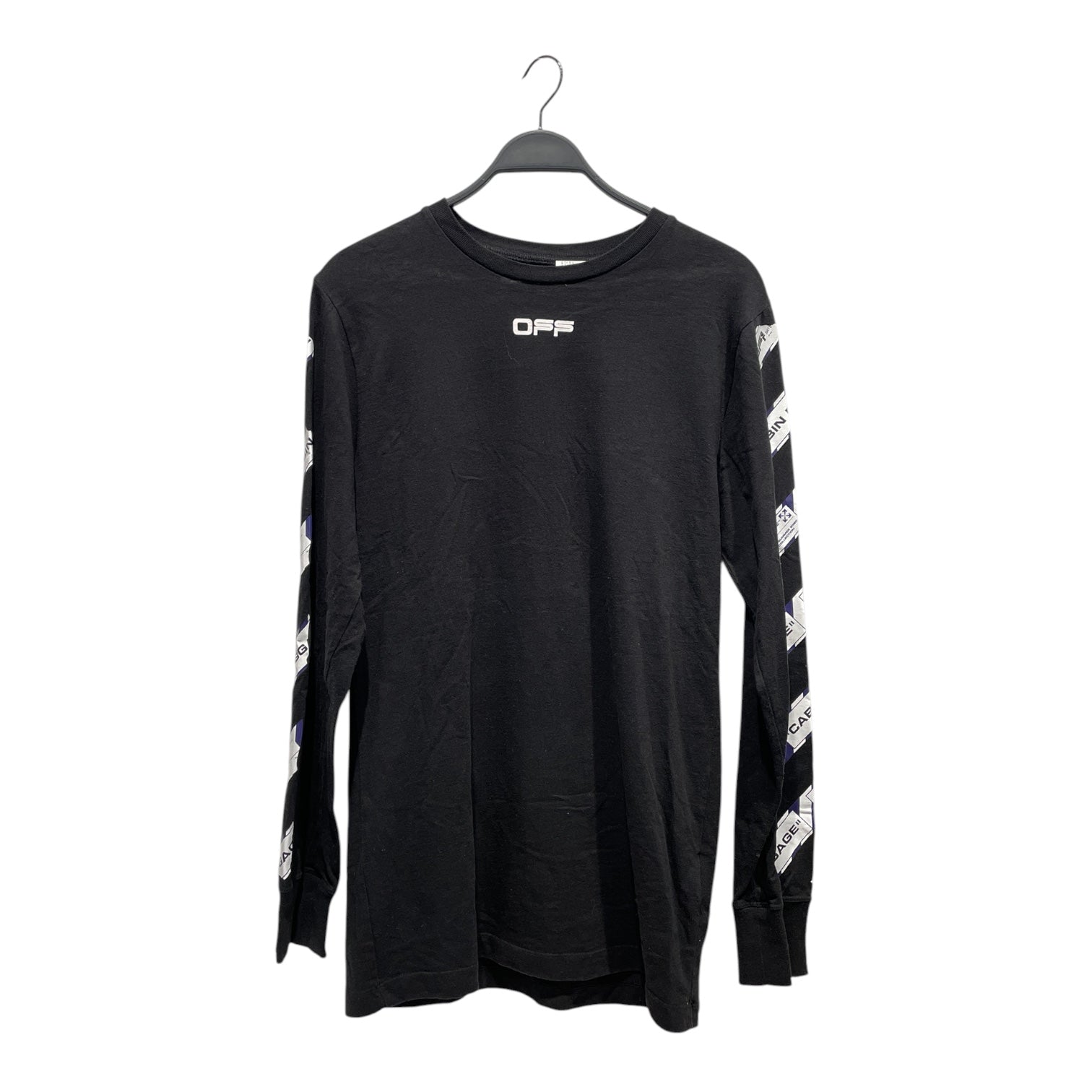 OFF-WHITE/LS T-Shirt/M/Cotton/BLK/CABIN BAGGAGE BACK TAPE view 1