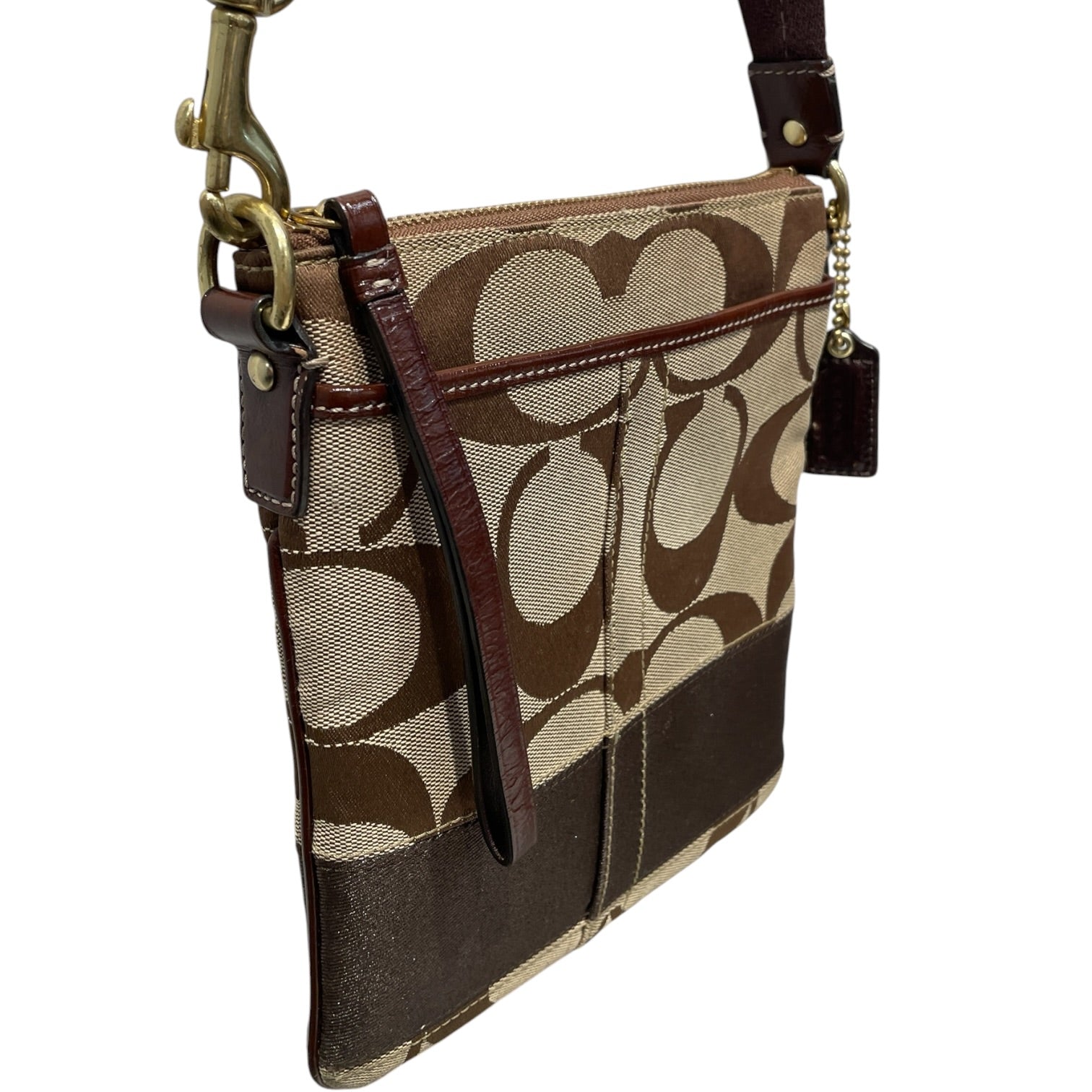 COACH/Cross Body Bag/Leather/BLK/BROWN C PRINT INTERIOR view 3