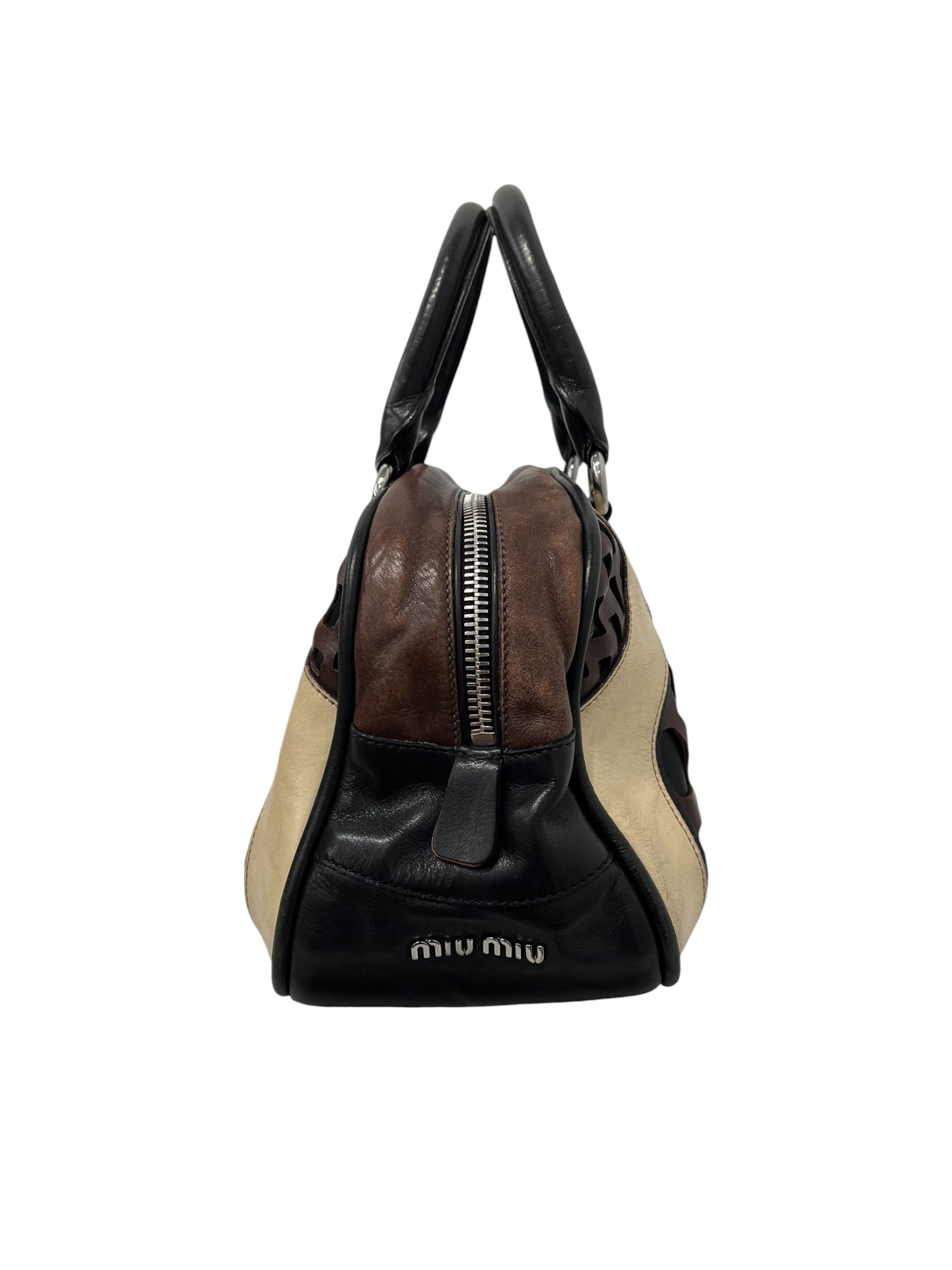 MIU MIU/Hand Bag/Border/Leather/BRW/LASER CUT  HANDLE BAG view 3