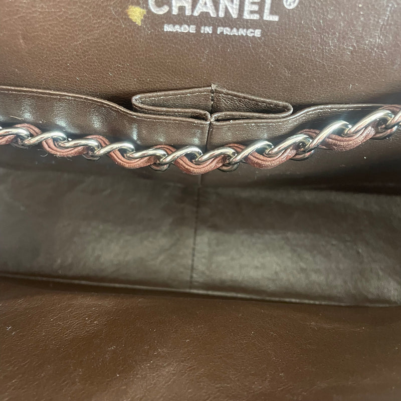 CHANEL/Hand Bag/Leather/BRW/DOUBLE FLAP/QUILTED/CAVIAR
