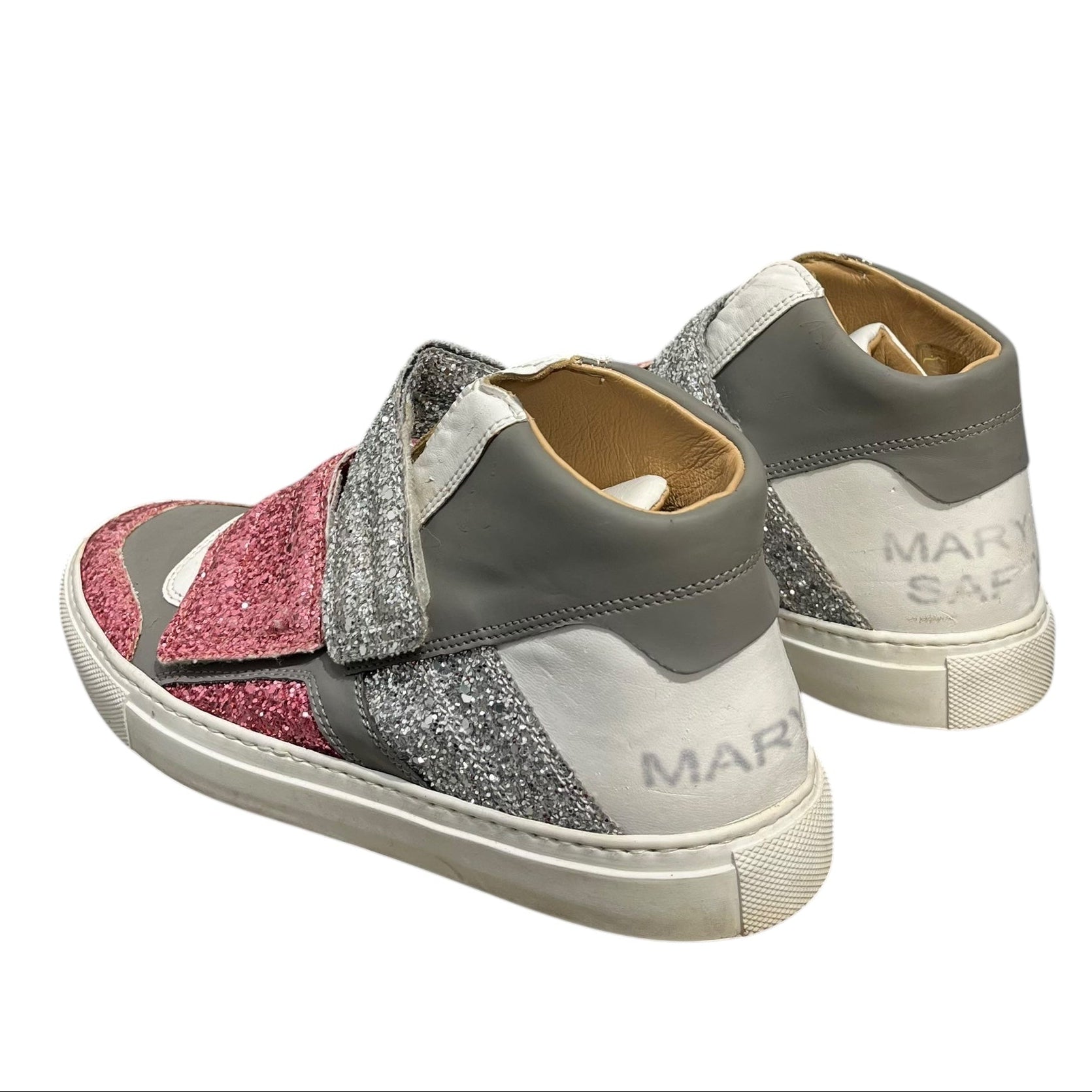 MM6/Hi-Sneakers/EU 37/Leather/GRY/glitter strap sneakers view 2
