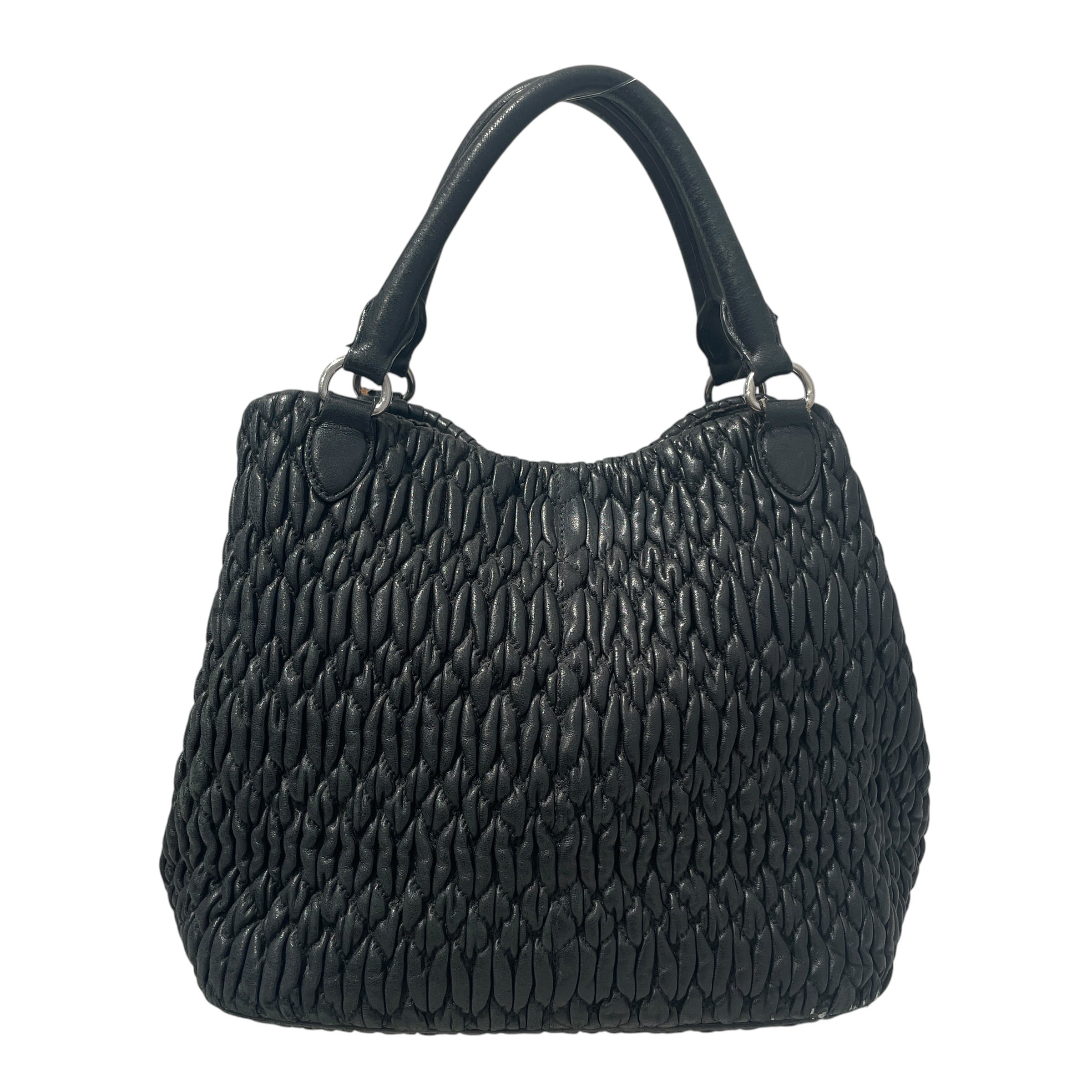 MIU MIU/Hand Bag/Leather/BLK/Matelasse Hand Bag view 2