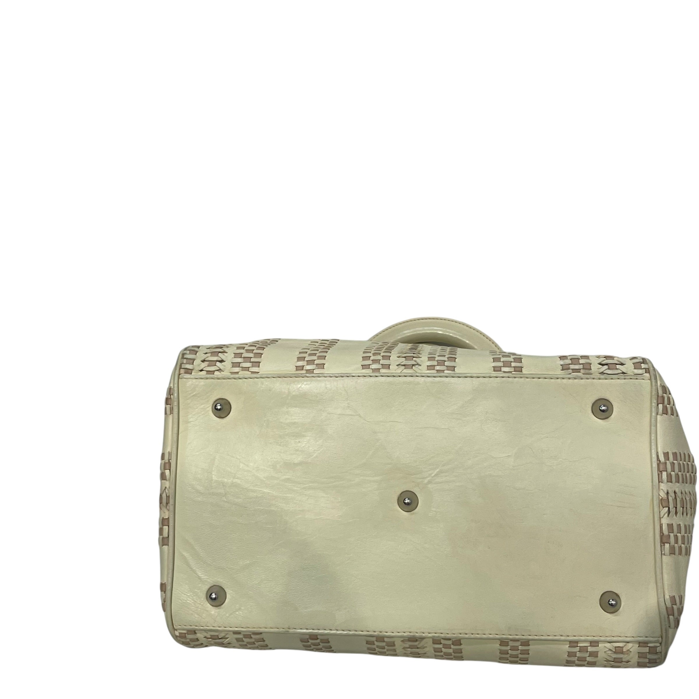Christian Dior/Hand Bag/Stripe/Leather/CRM/Lady Dior Woven view 3