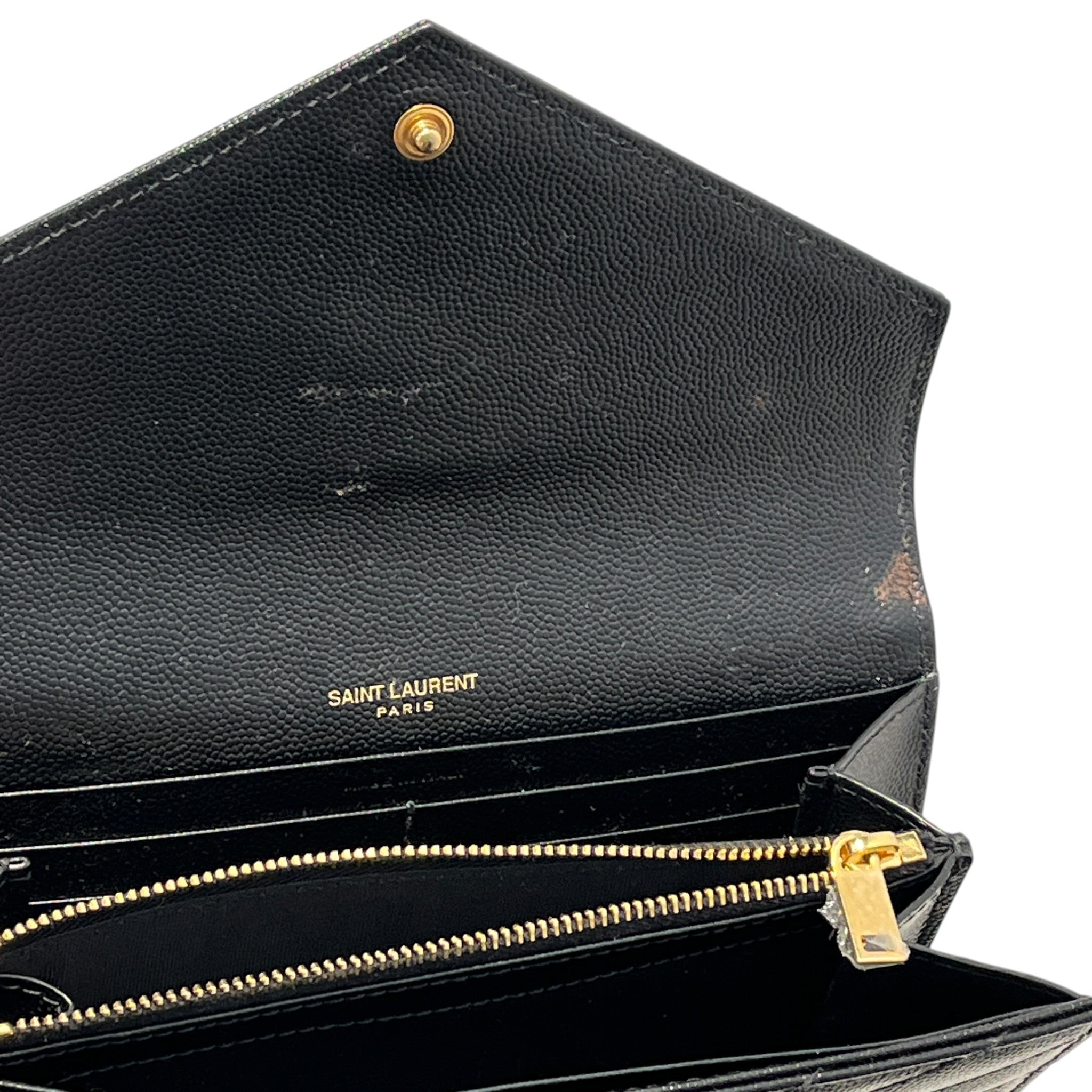 YVES SAINT LAURENT/Long Wallet/Leather/BLK/Cassandre Matlasse Flap Wallet view 8
