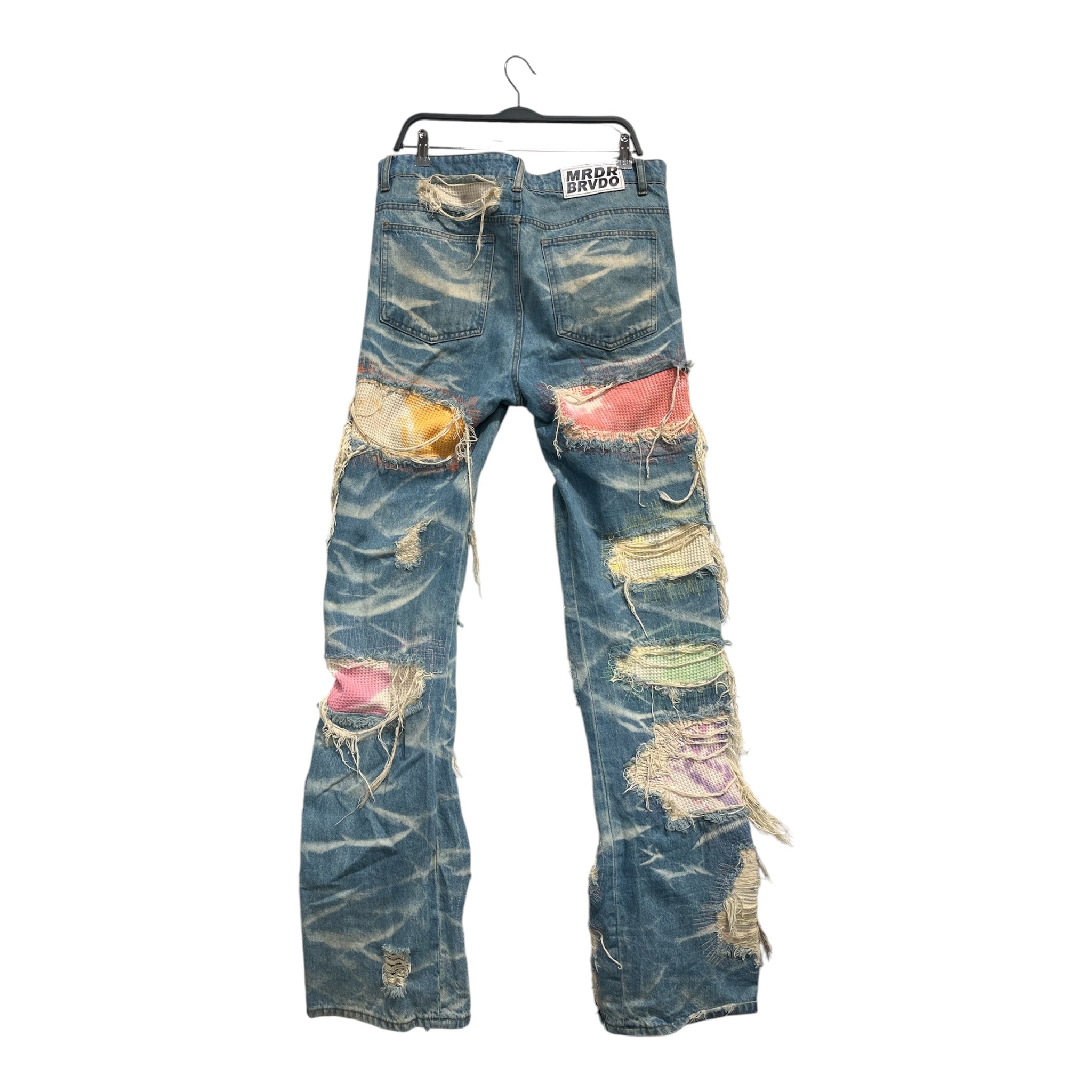 WHO DECIDES WAR/Bootcut Pants/34/Cotton/BLU/Distressed/Graphic/DISTRESSED-GLASS WINDOWS view 2