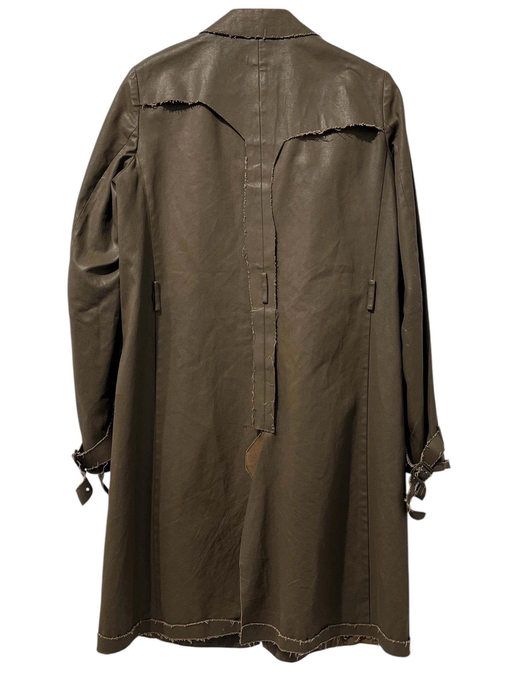 hussein chalayan/Trench Coat/42/Cotton/BRW/Single Breasted/RAW HEM OVERLAY FABRIC ASYM view 2