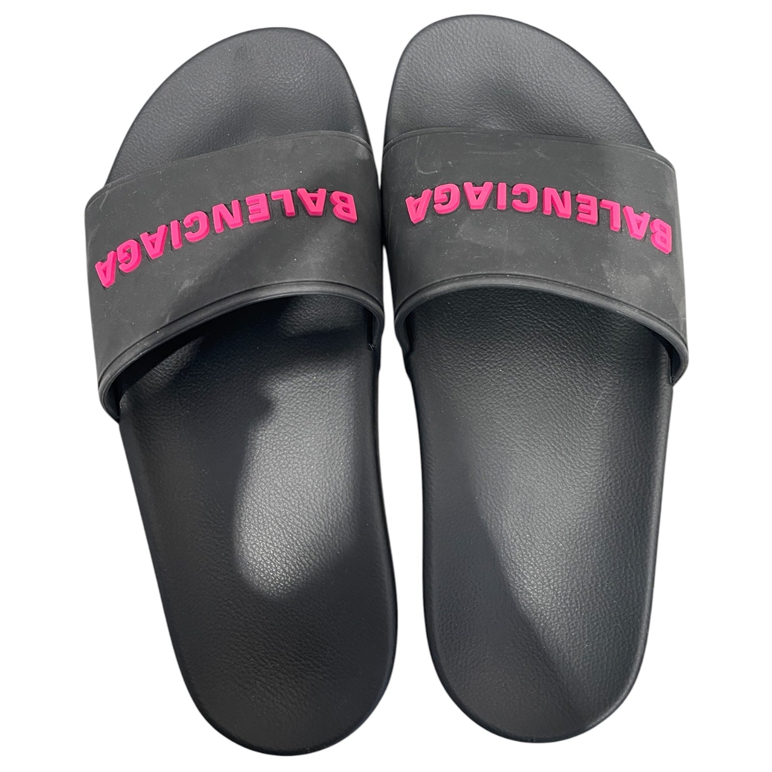 BALENCIAGA/Sandals/US 7/BLK/pink spellout view 3