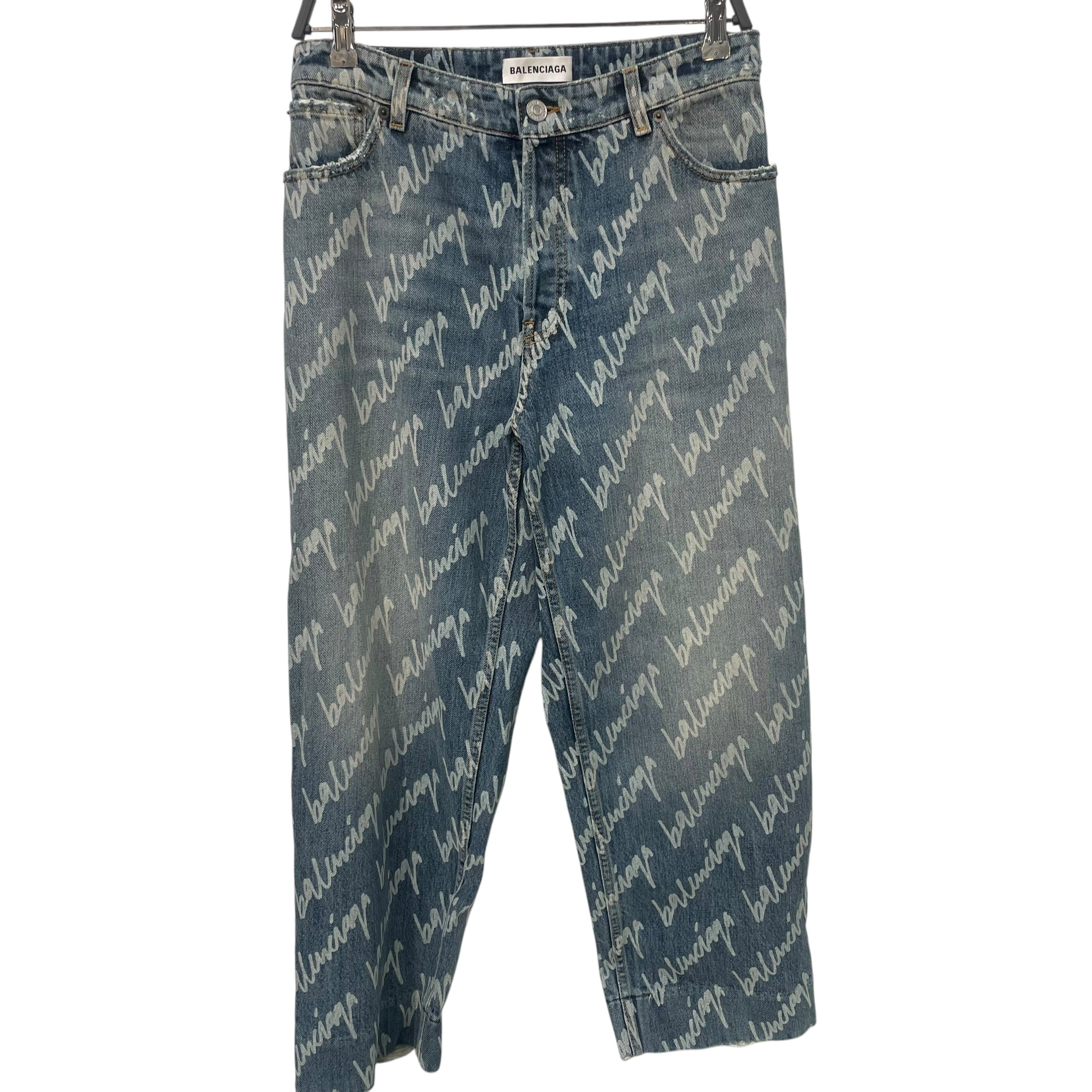 BALENCIAGA/Pants/27/Cotton/BLU/Graphic/All Over Logo view 1