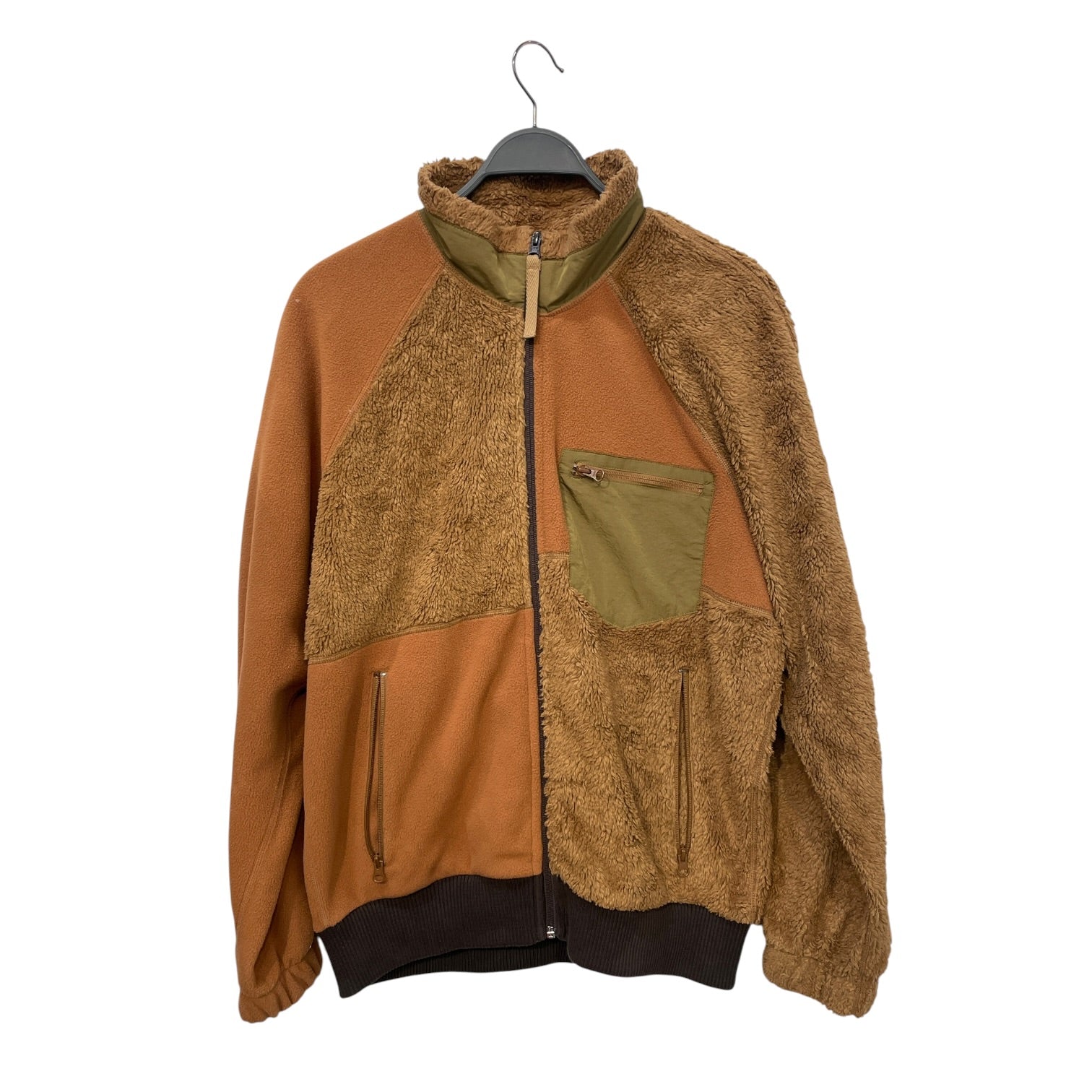 Helmut Lang/Fleece Jkt/S/Cotton/BRW/walnut patchwork fleece view 1