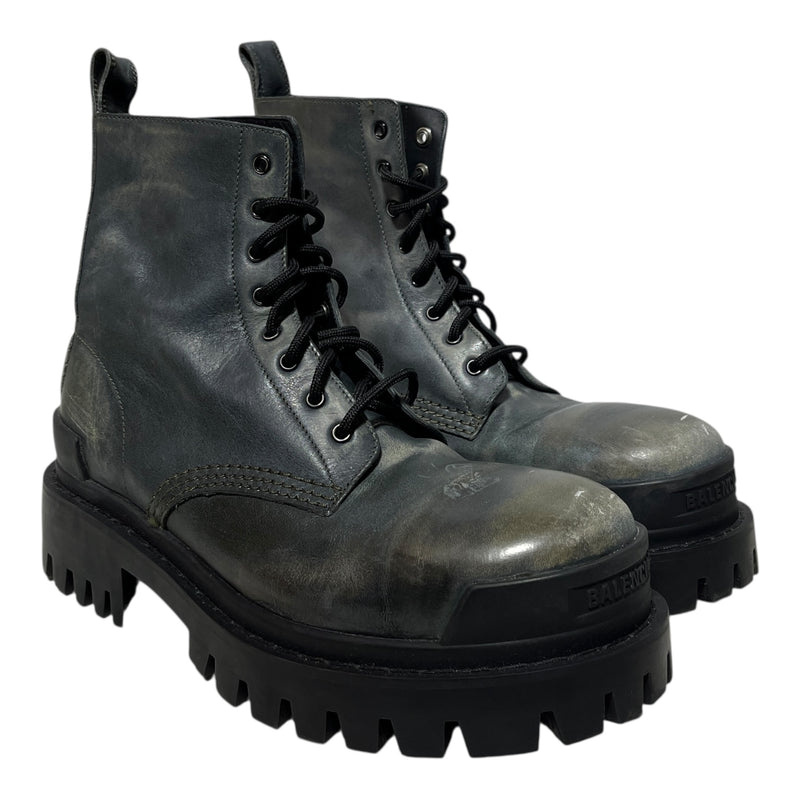 BALENCIAGA/Lace Up Boots/EU 37/Leather/GRY/LEATHER STRIKE BOOTS