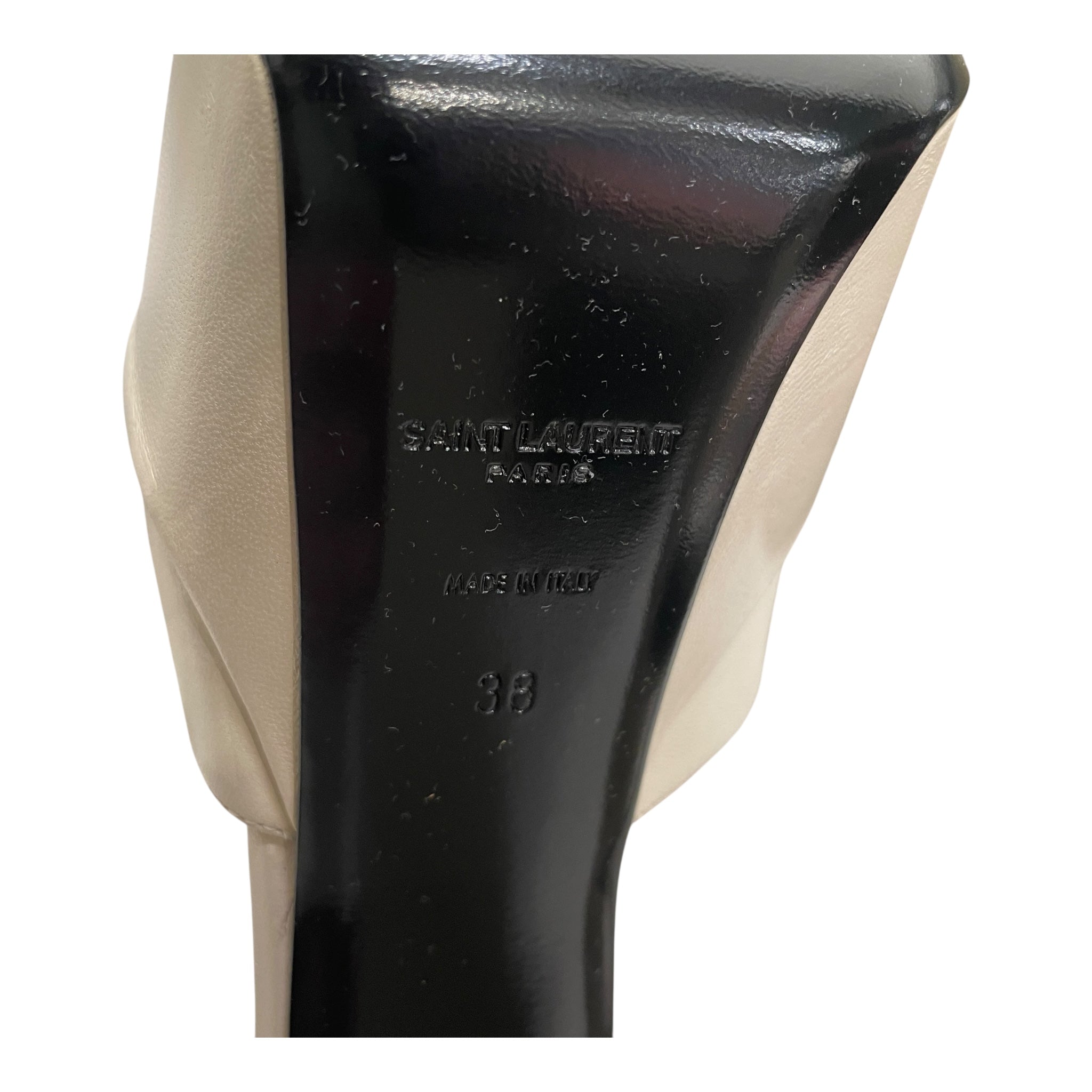 SAINT LAURENT/Heels/EU 38/Leather/WHT/PLATFORM ANKLE BUCKLE HEEL view 6
