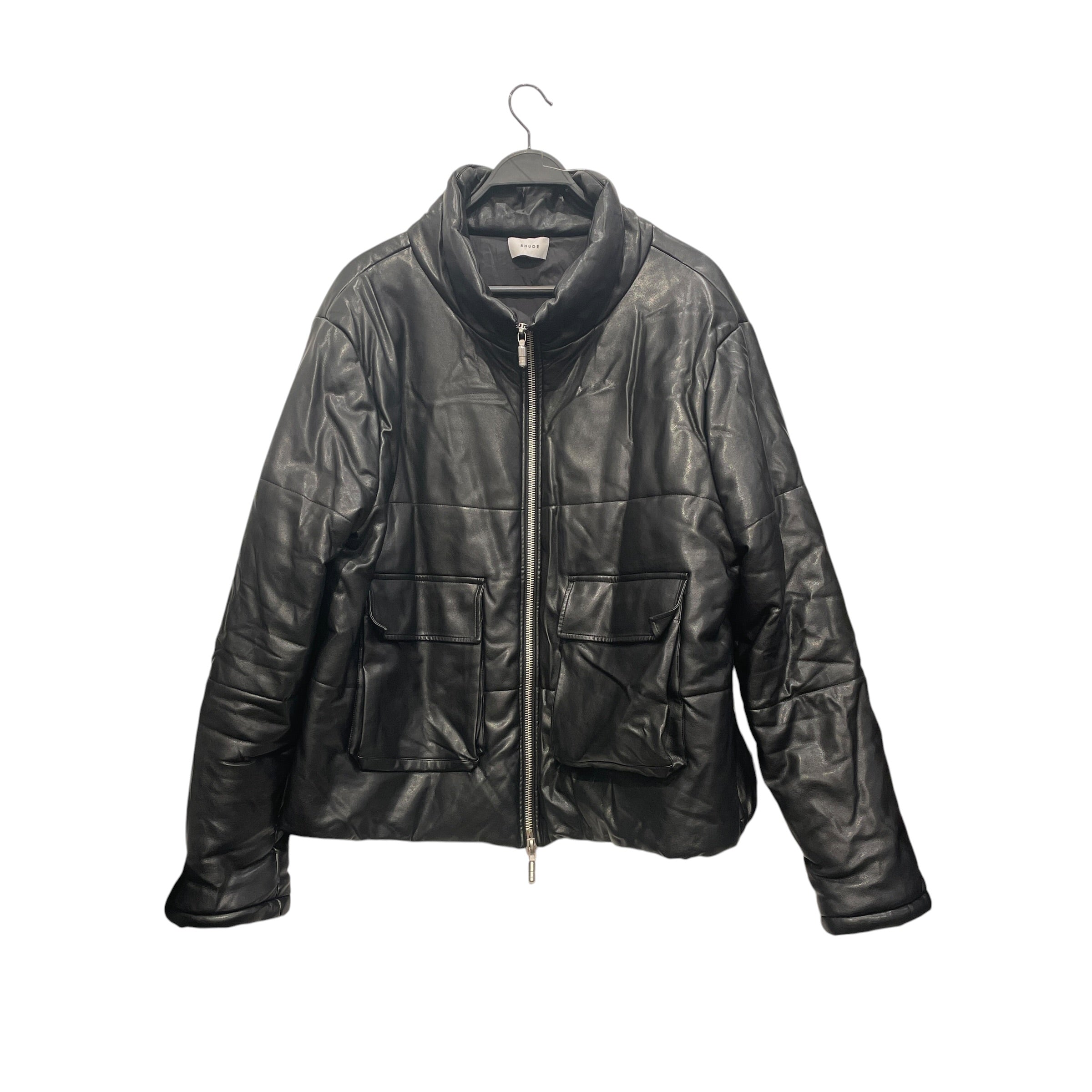 RHUDE/Leather Jkt/L/Leather/BLK/DOUBLE POCKET LEATHER PUFFER view 1